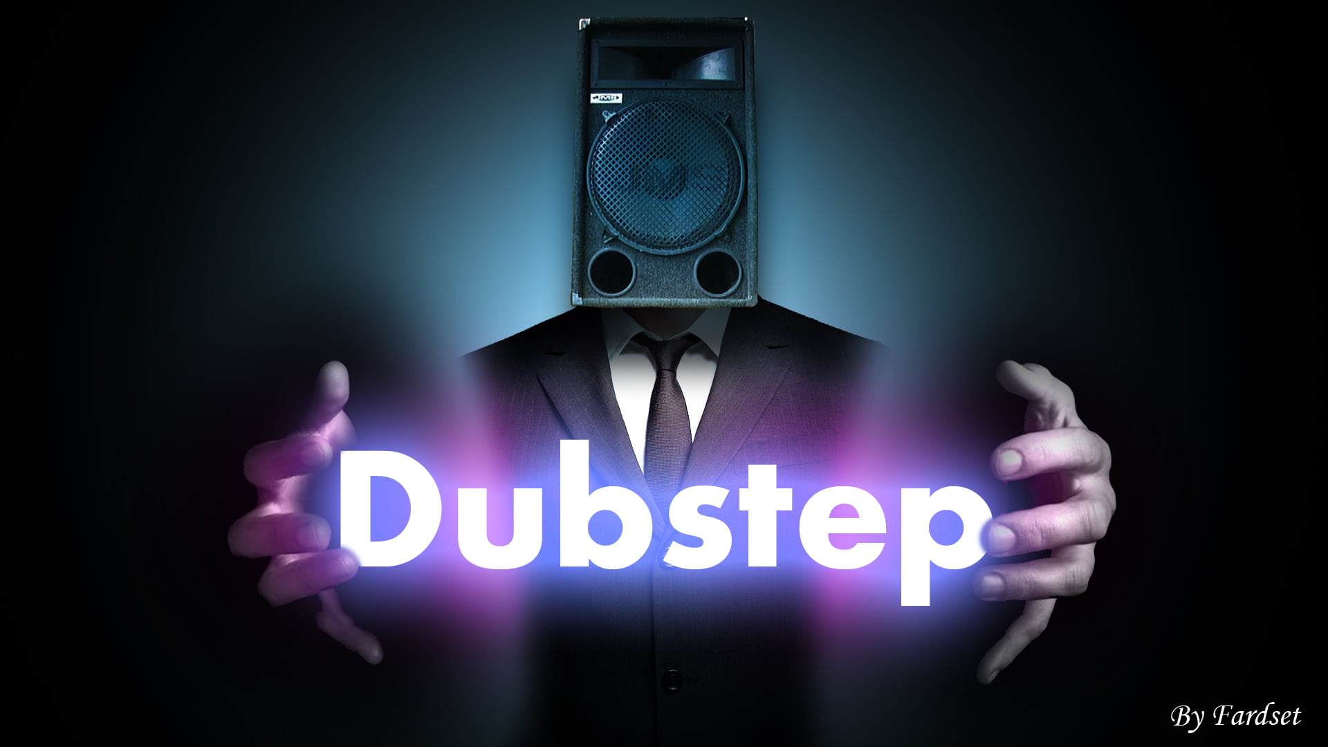black 2-way speaker, hands, column, dubstep, technology, black background