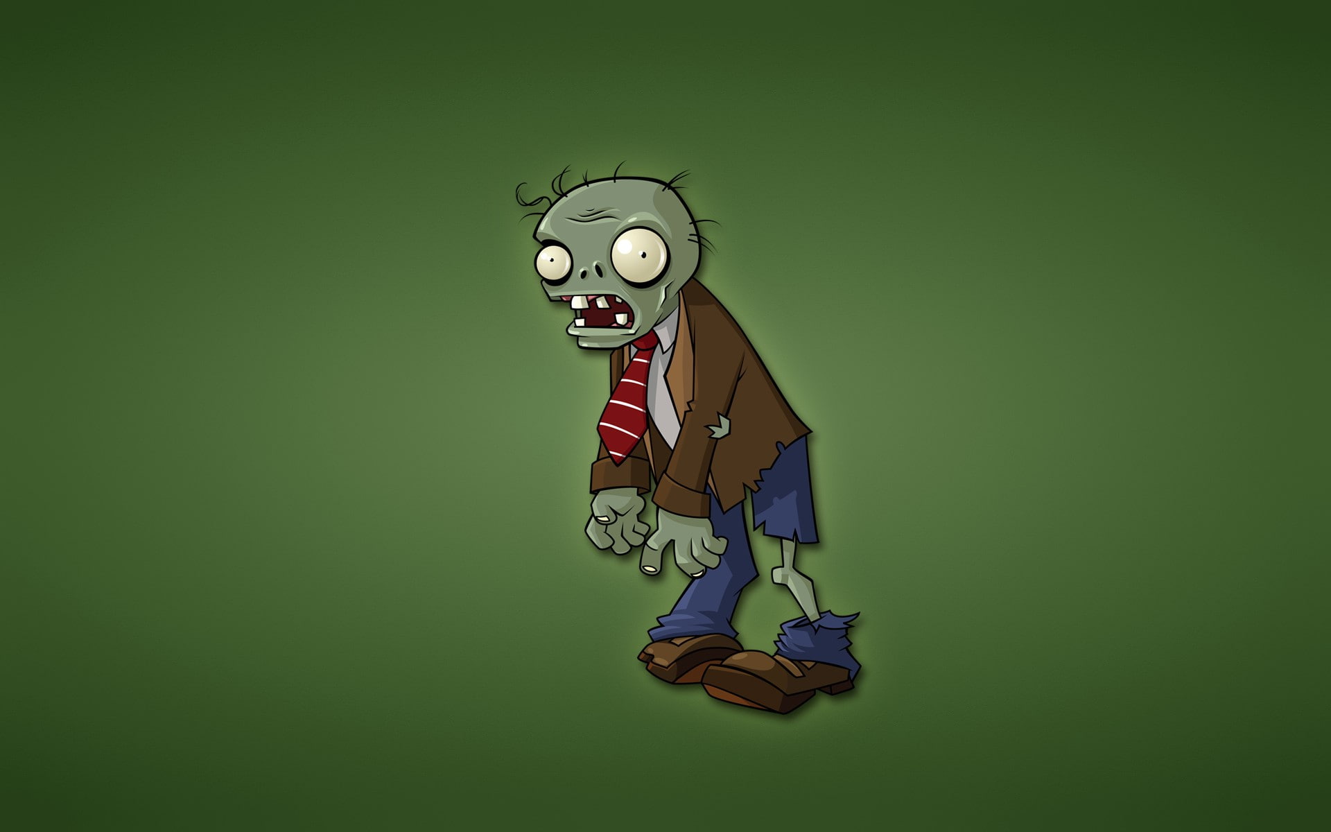 Zombies, Plants vs zombies, Green background, Minimalism, Red tie
