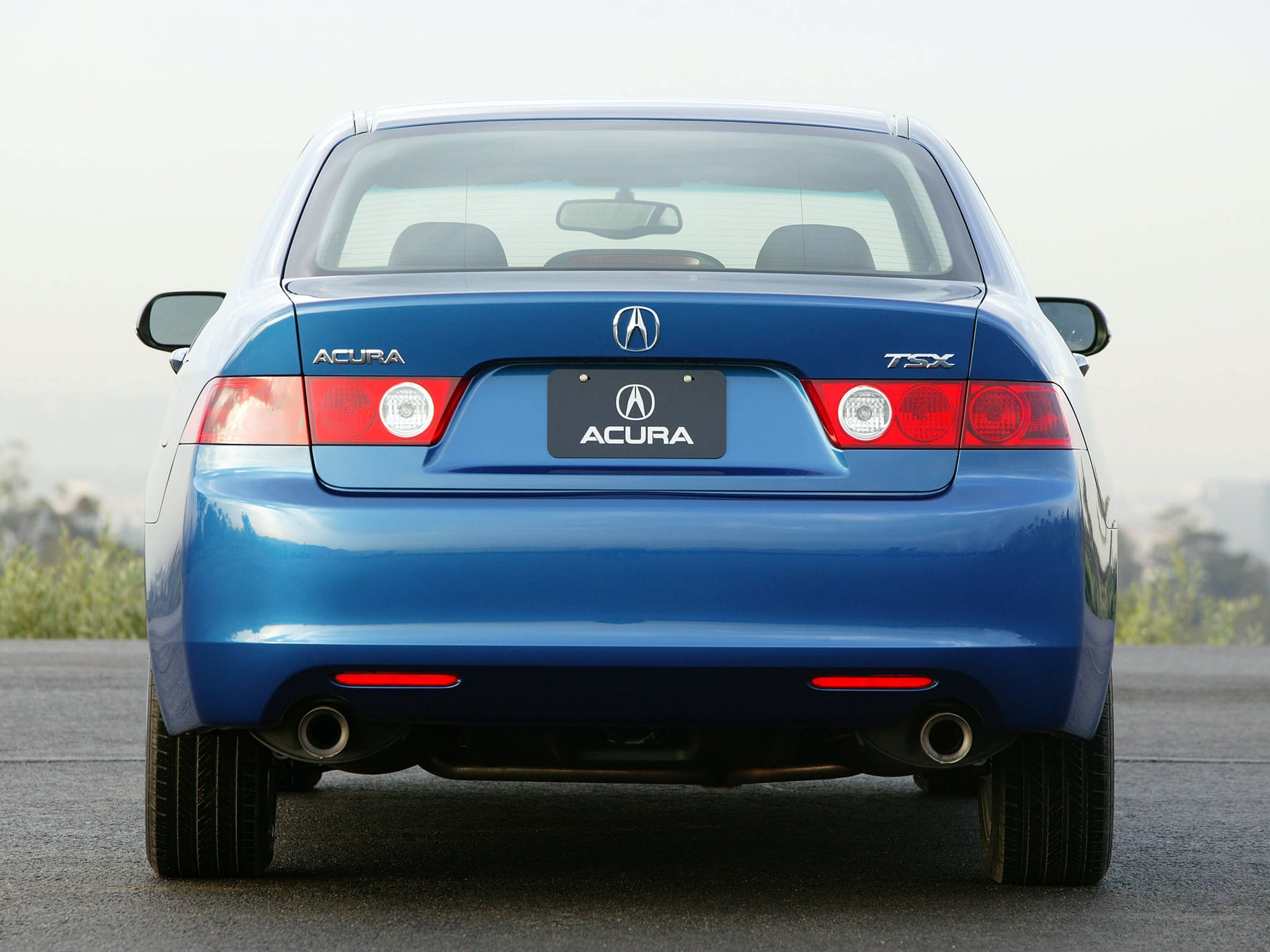 blue Acura TSX, 2003, rear view, style, cars, nature, asphalt
