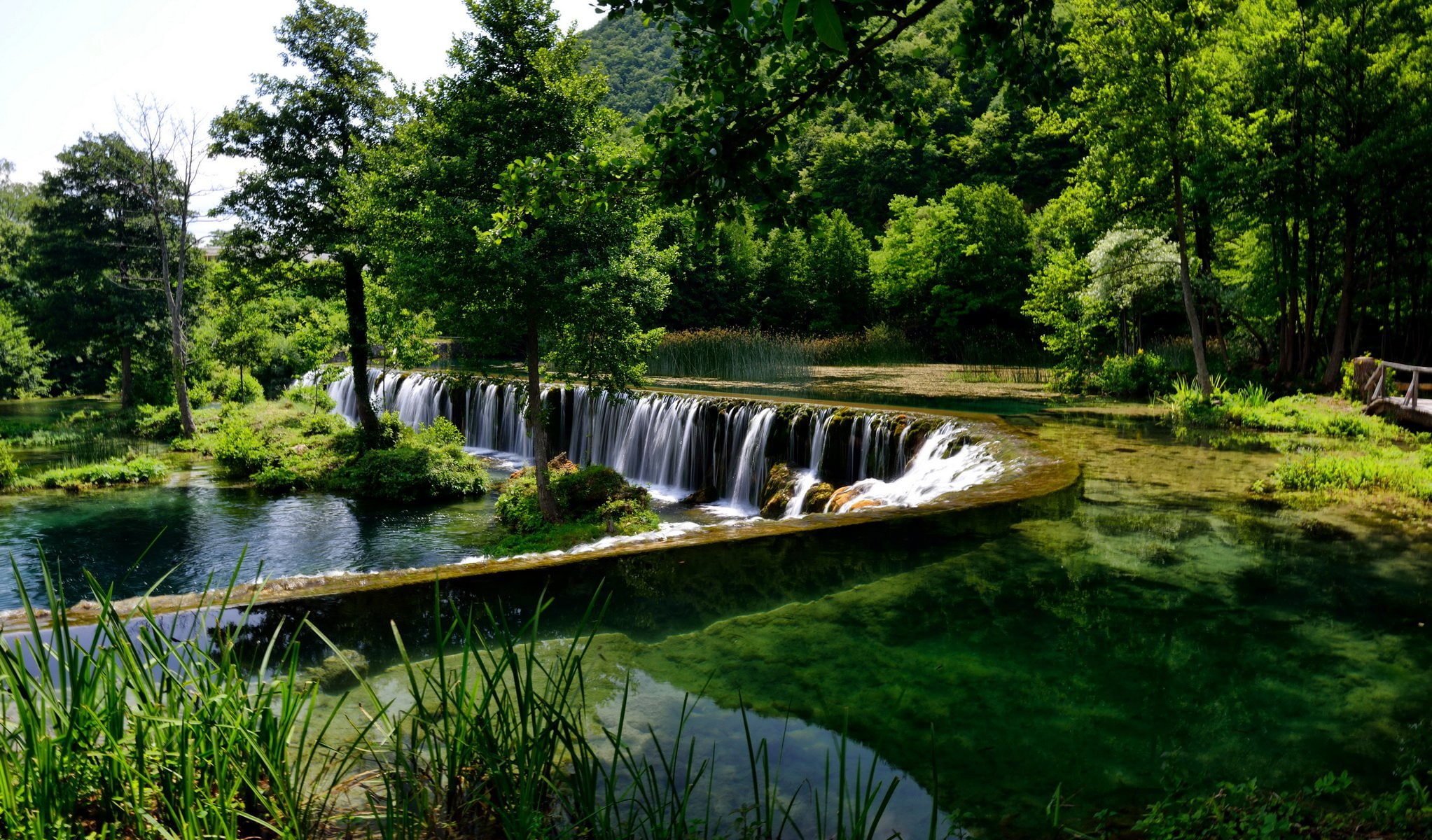 bosnia, herzegovina, nature, pliva, river, scenery, trees, waterfall