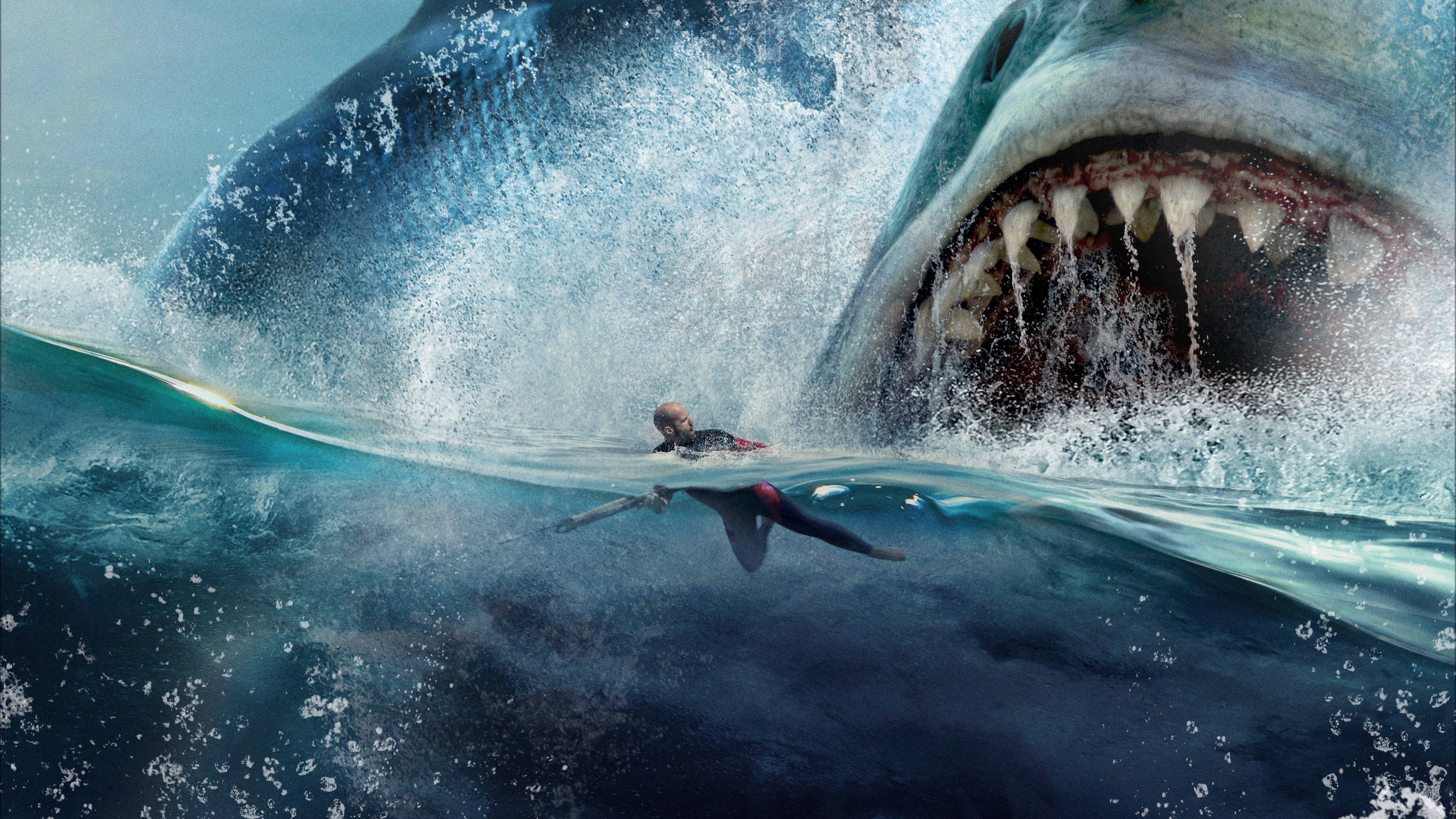 Jason Statham in The Meg 4K, water, sea, underwater, one person