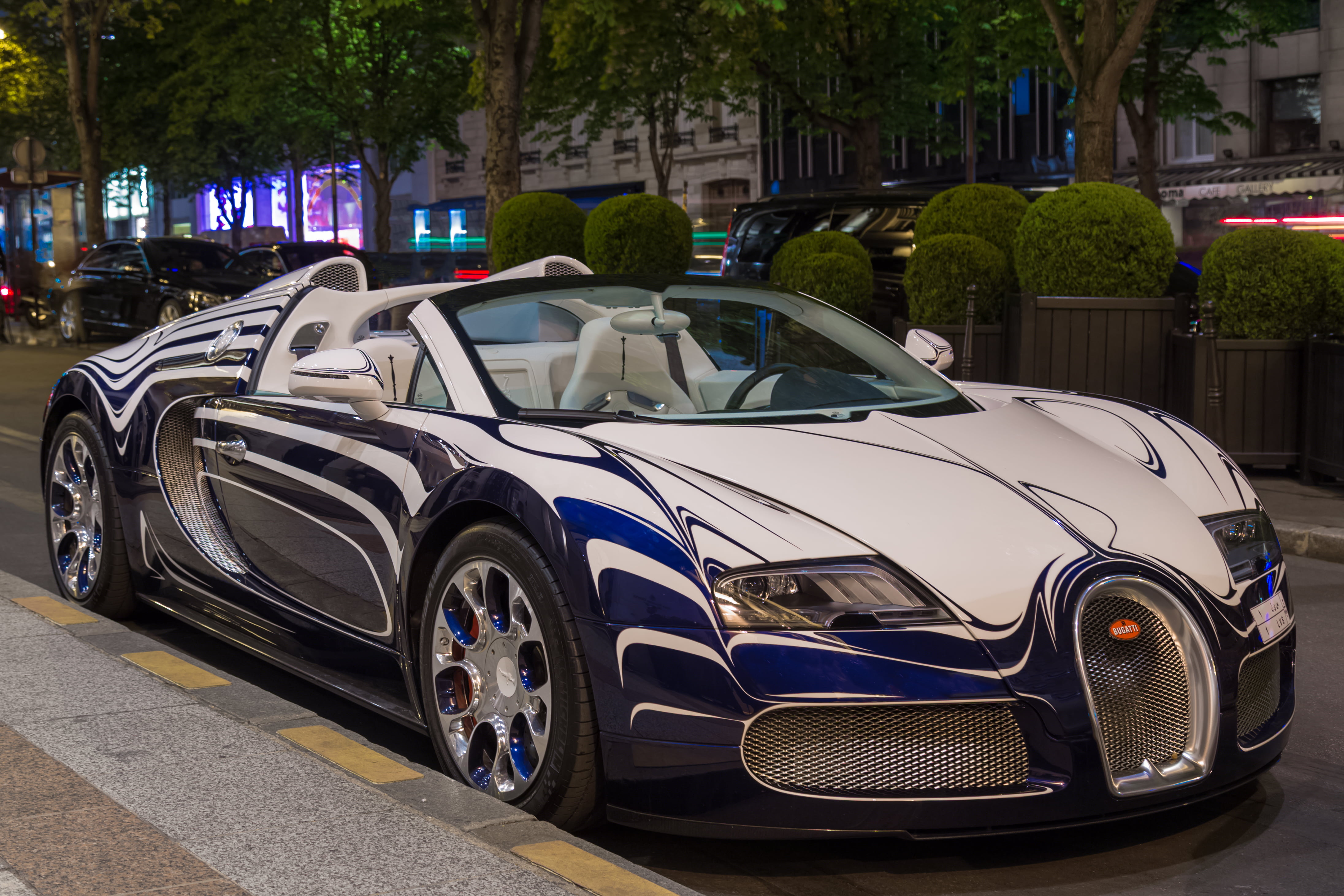 white, black and blue Bugatti Veyron, blanc, Cars, supercars