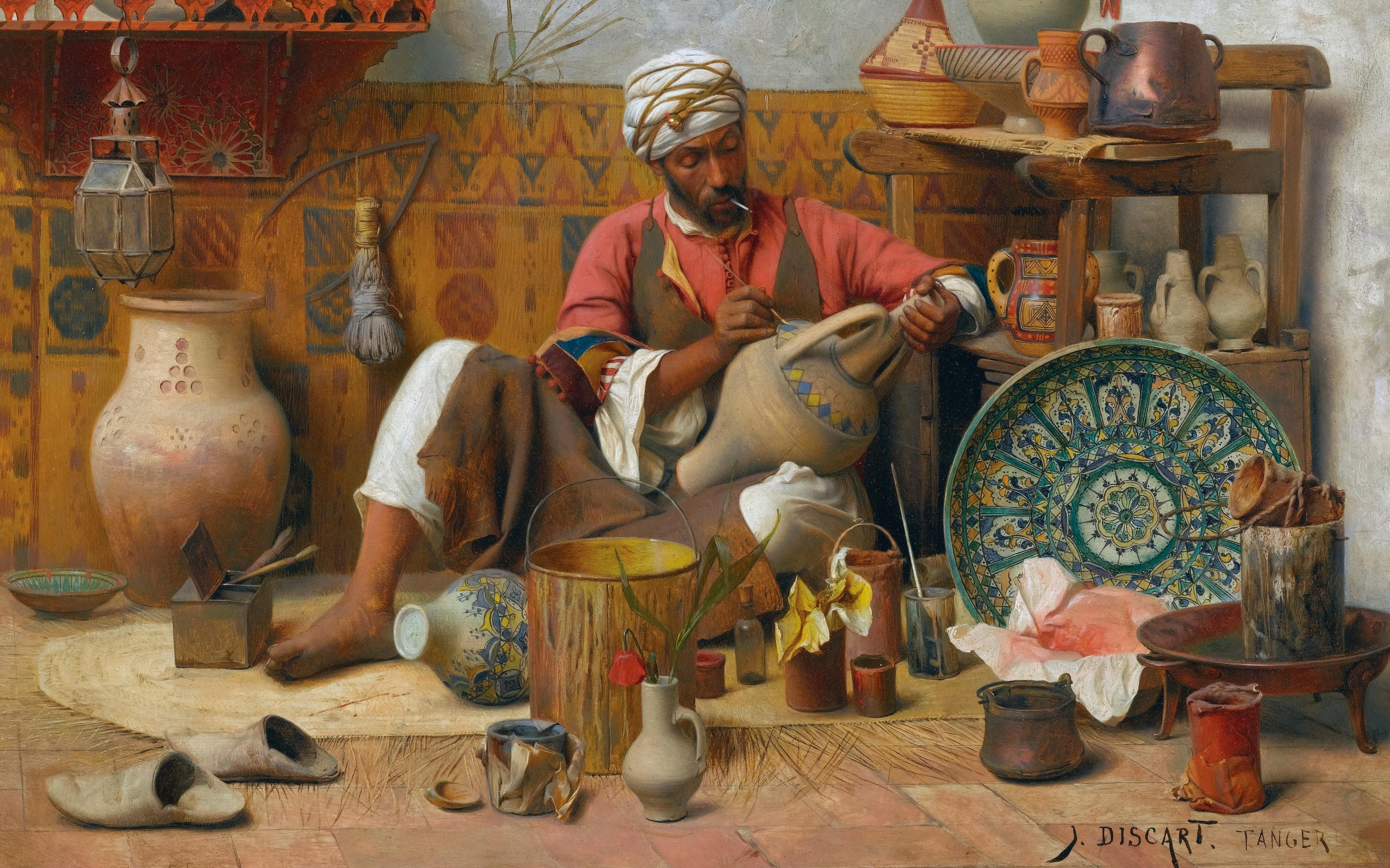 oil, canvas, French painter, 1910, Jean Discart, pottery, The Pottery Workshop