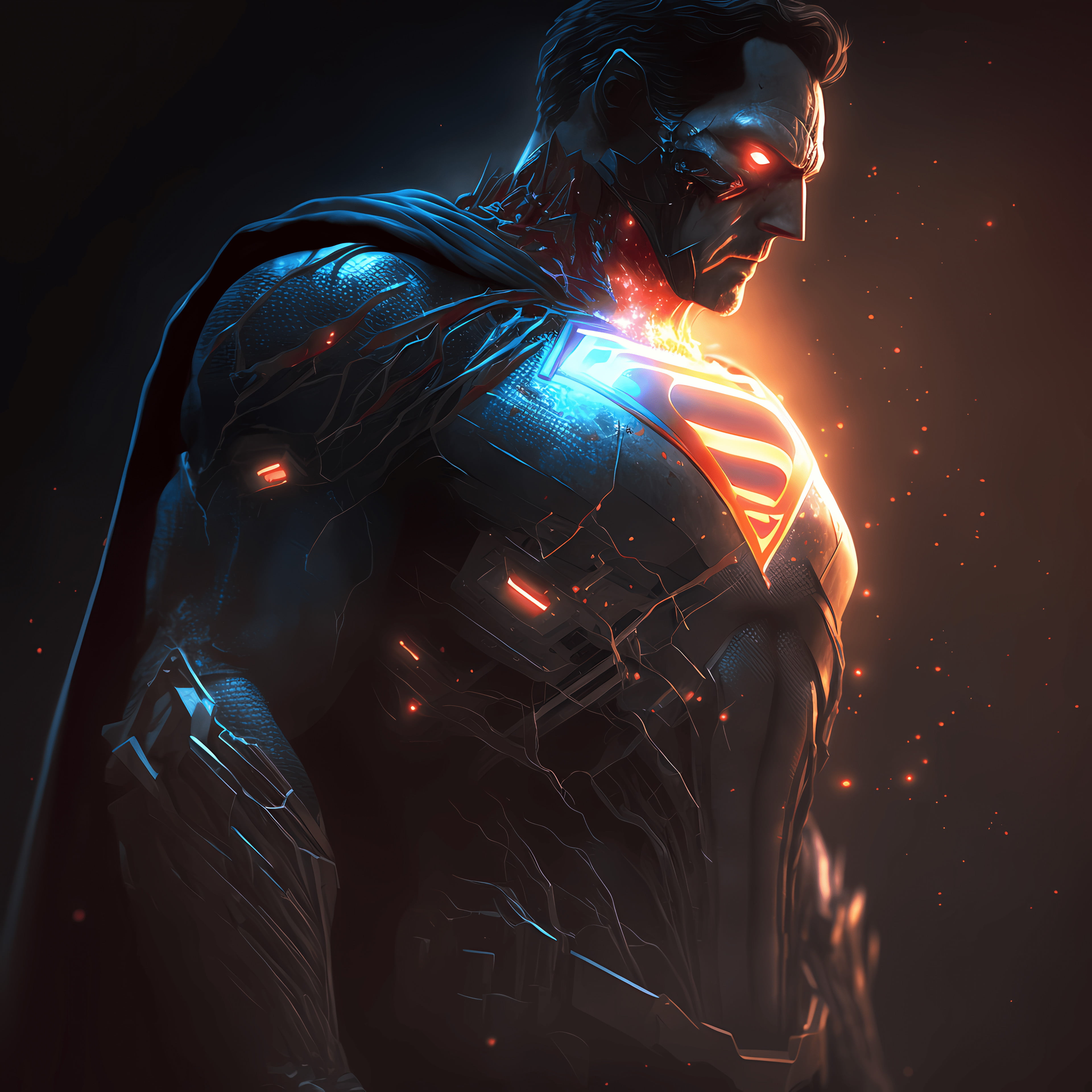 cyborg, Superman, Cyborg Superman, artwork, digital art, superhero