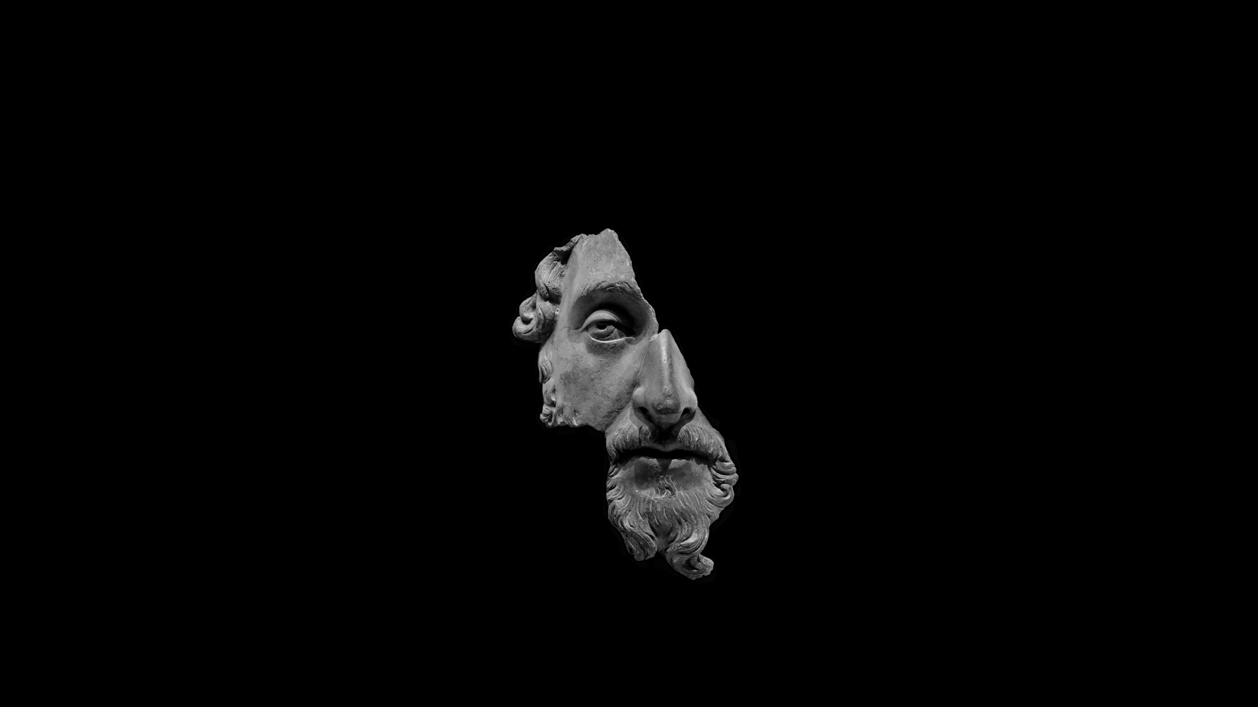 black background, Marcus Aurelius, statue
