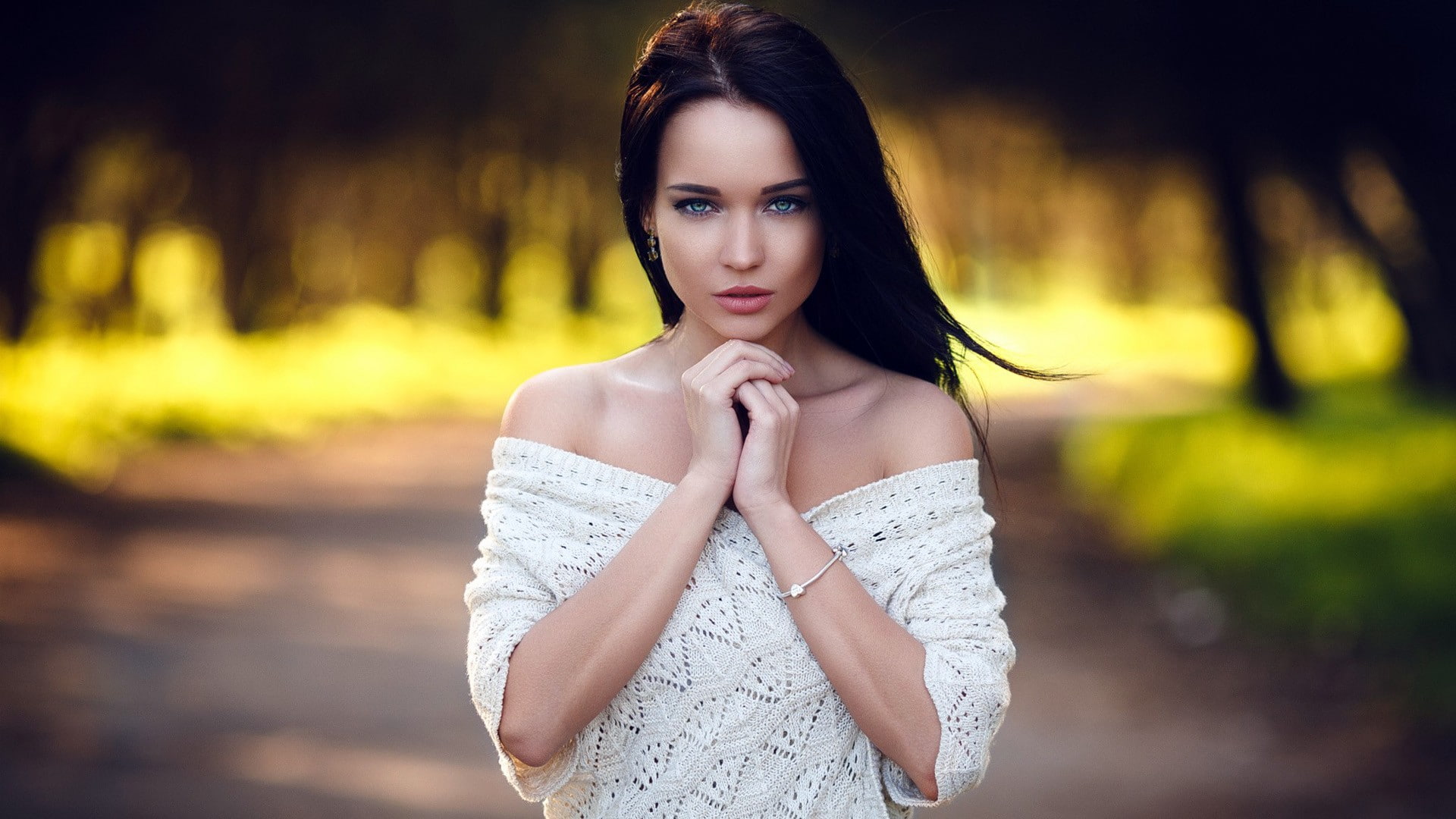 Angelina Petrova, white clothing, looking at viewer, photography