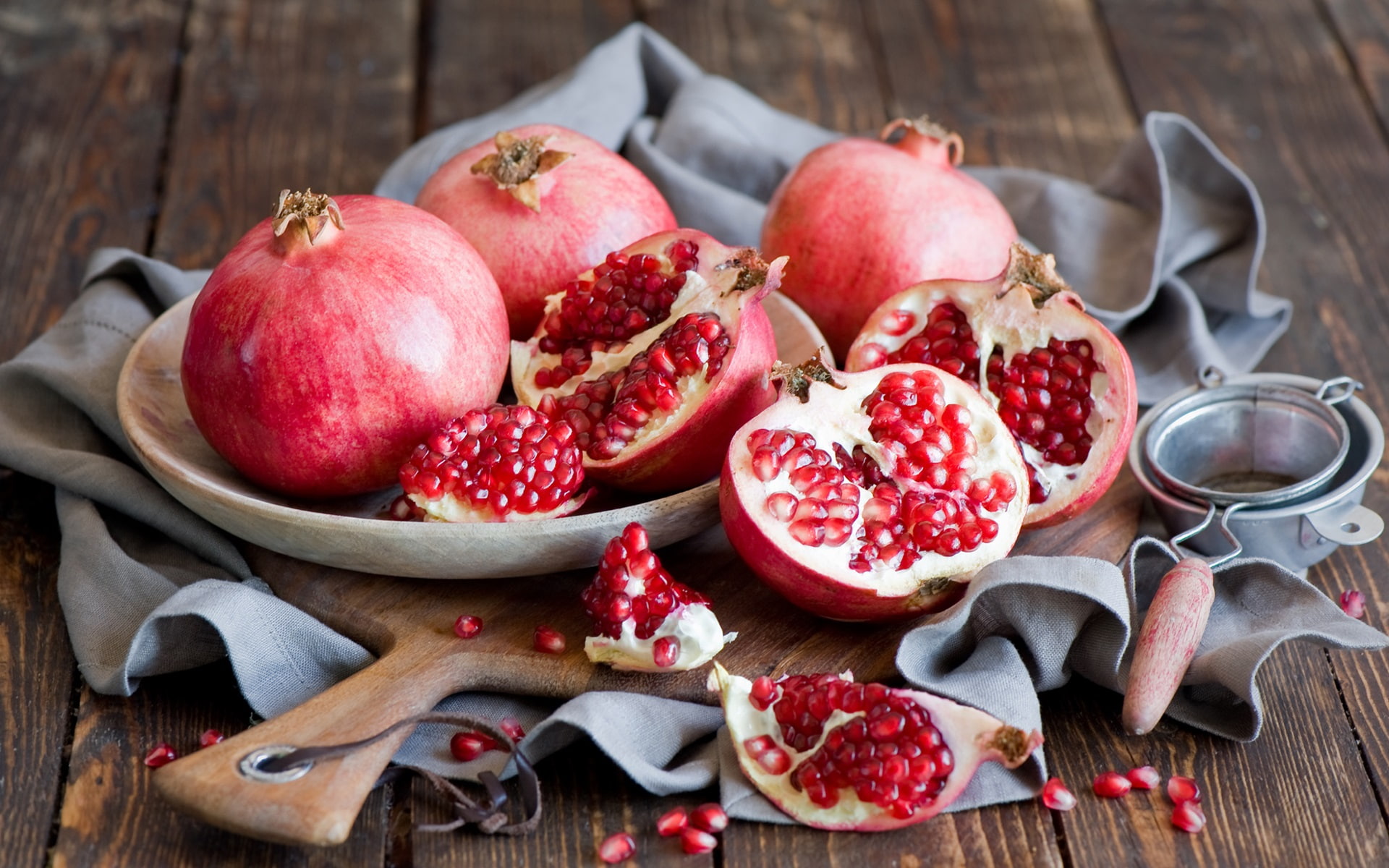 Sweet fruits, red pomegranates