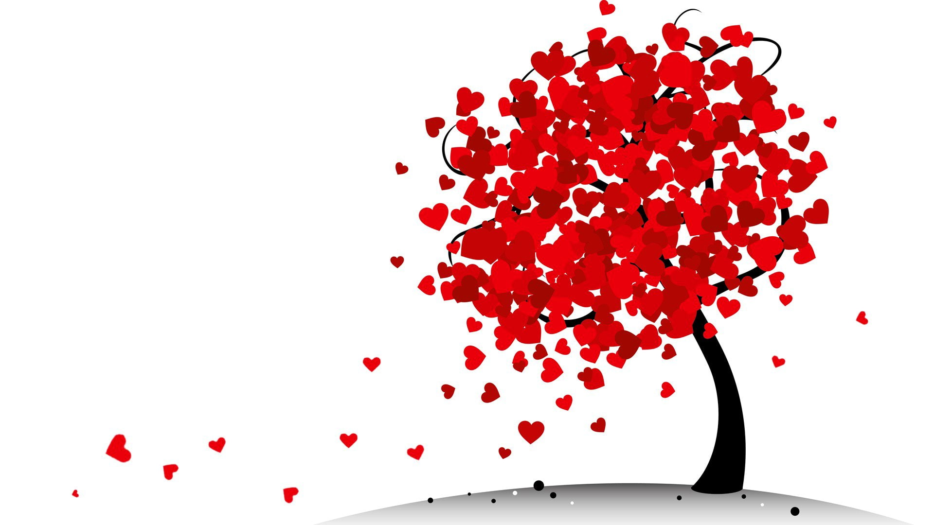 abstraction, Foliage, heart, love, tree, valentine