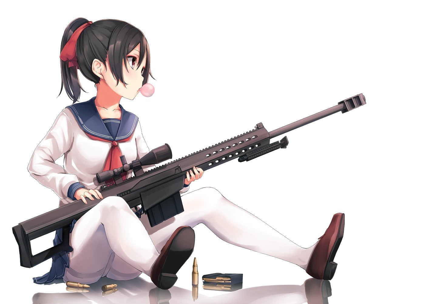 anime, anime girls, gun, weapon, long hair, snipers, Barret
