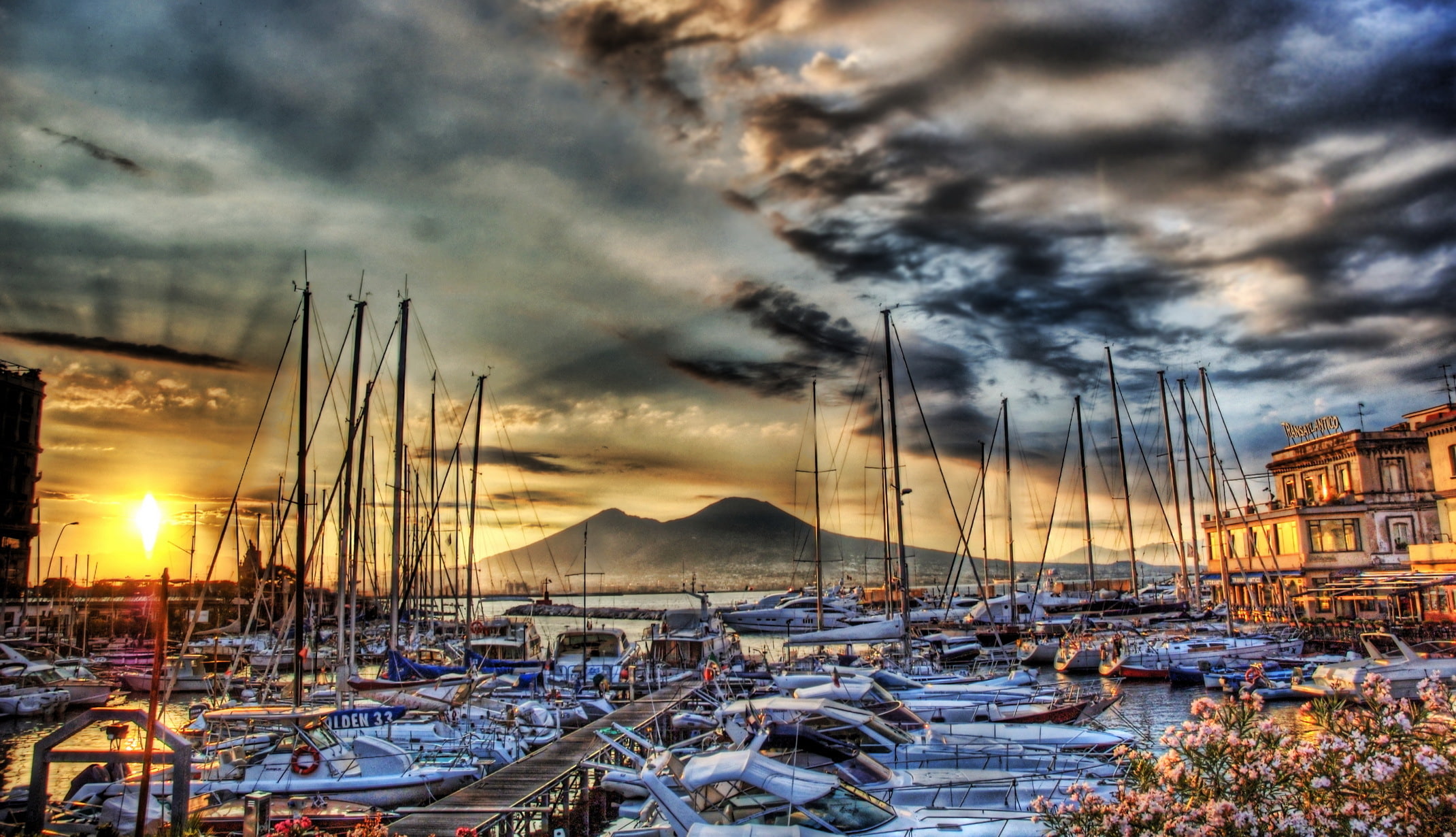 sea, mountains, photo, HDR, ships, yachts, pier, Italy, pierce