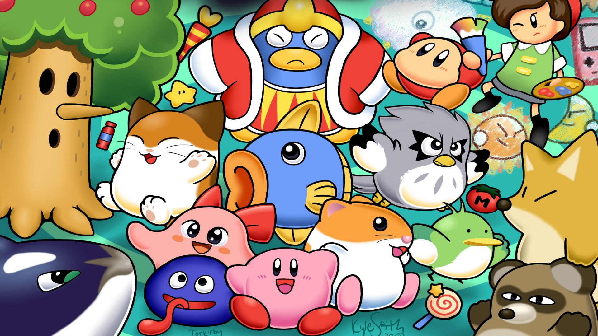 kirby, mammal, cute, people, multi colored, smiling, child