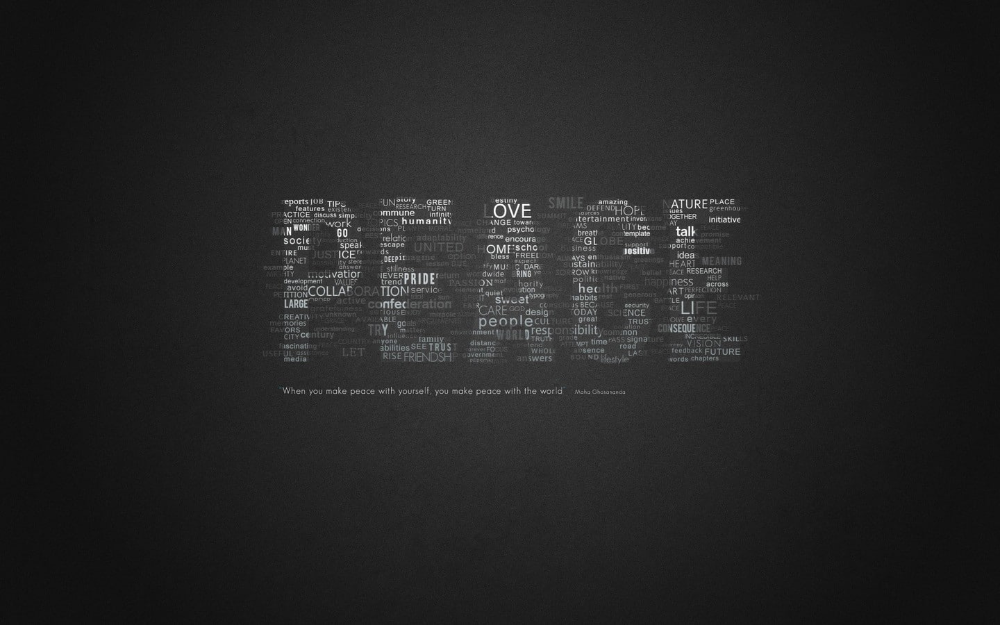 peace, quote, typography, monochrome, minimalism