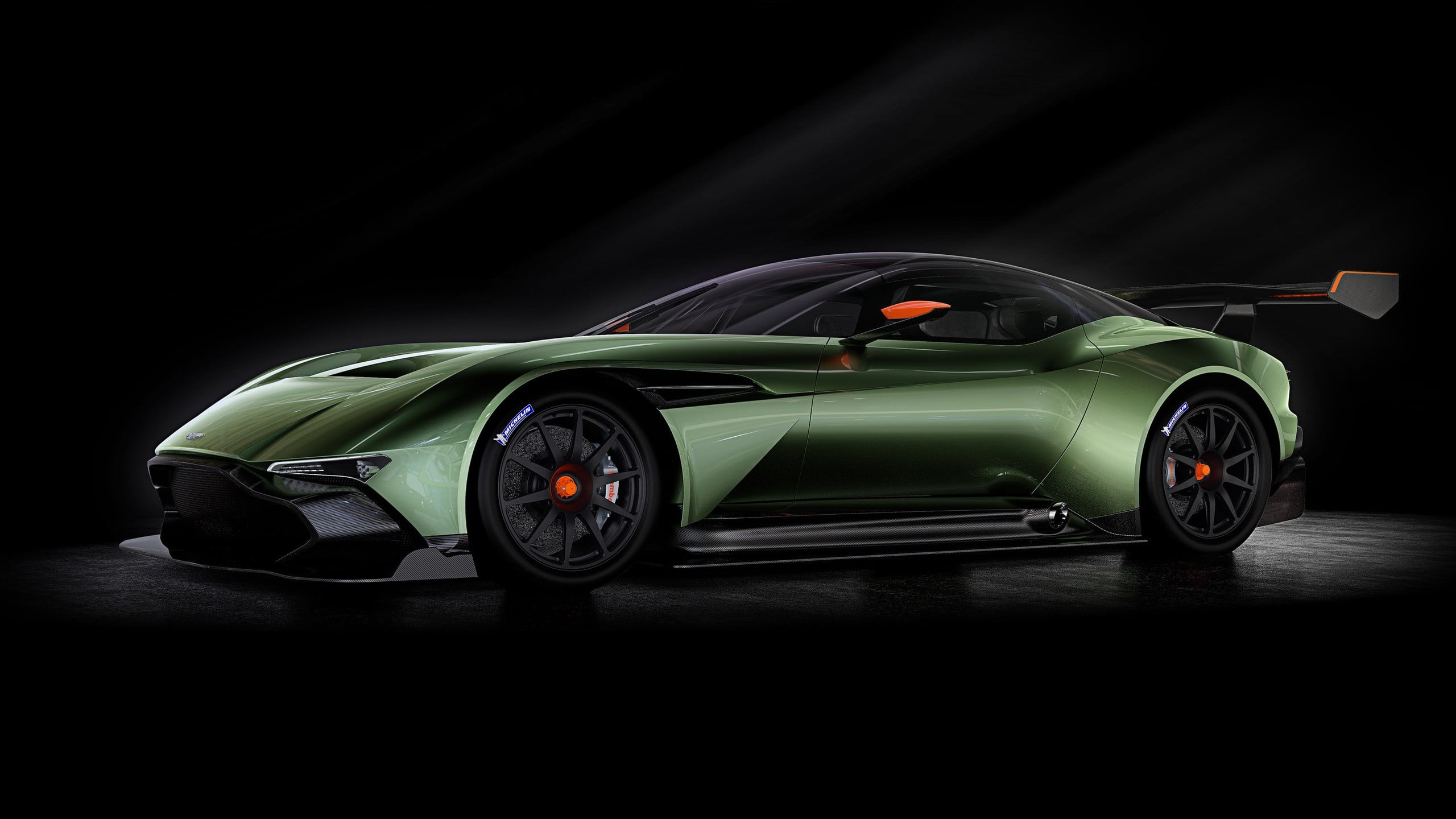green sports car, Aston Martin, Aston Martin Vulcan, vehicle