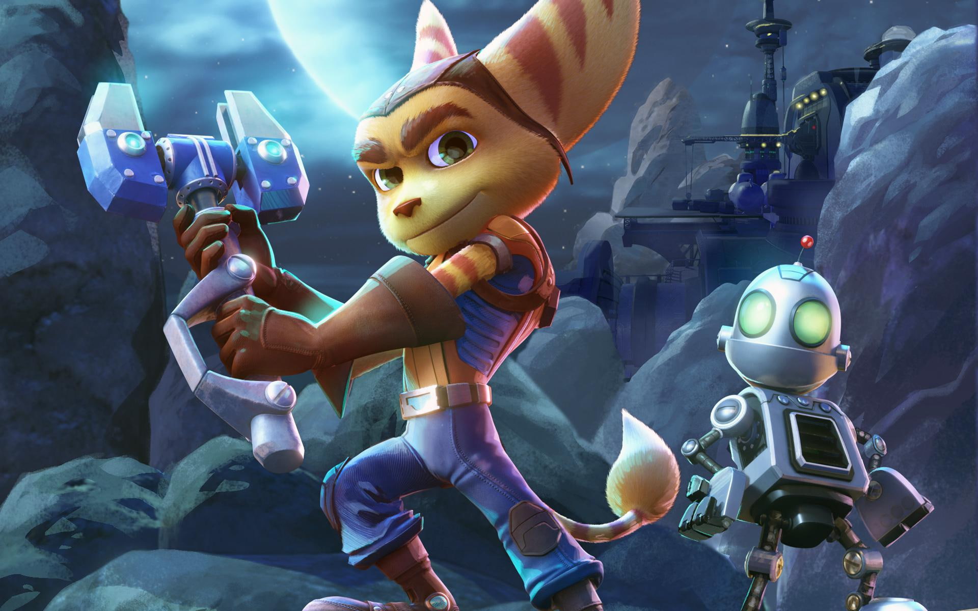 Ratchet and Clank 2015 Movie, animal holding axe illustration