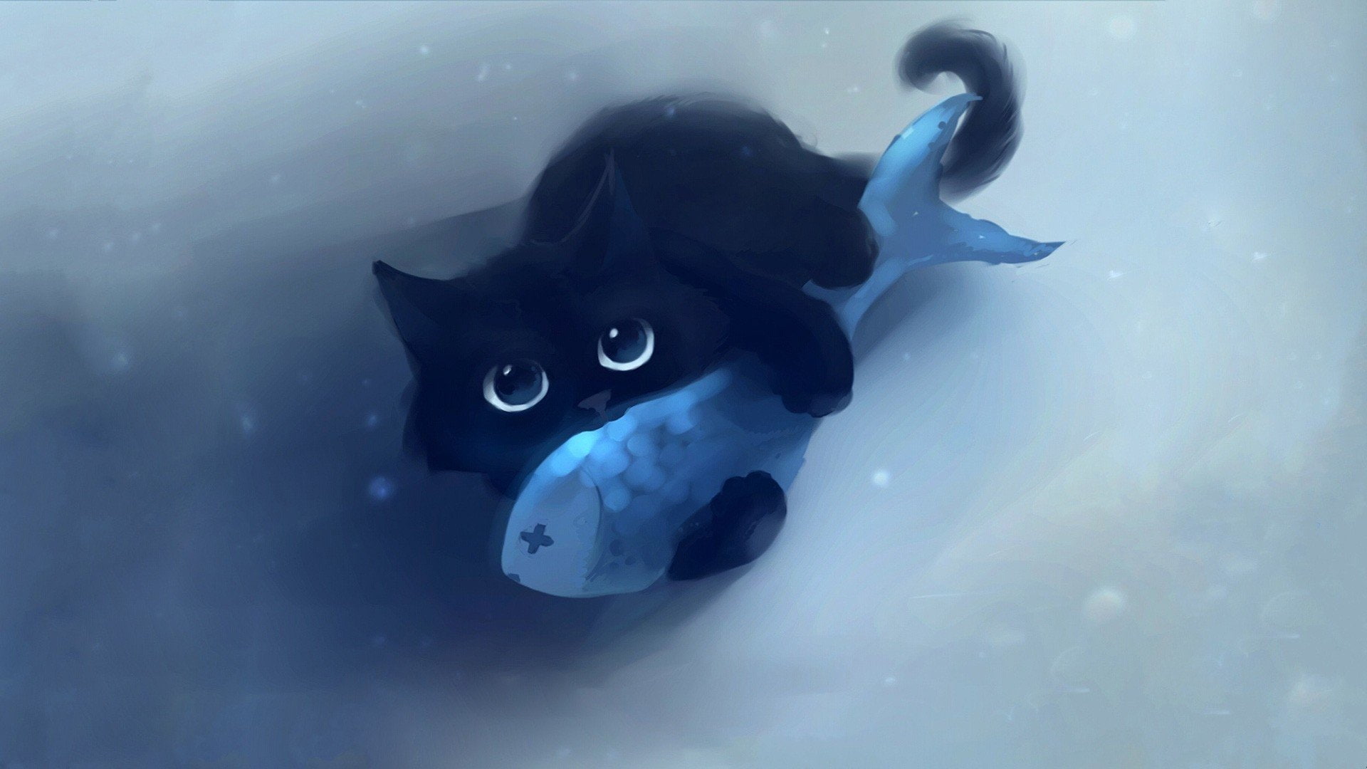 cat, fish, Simple