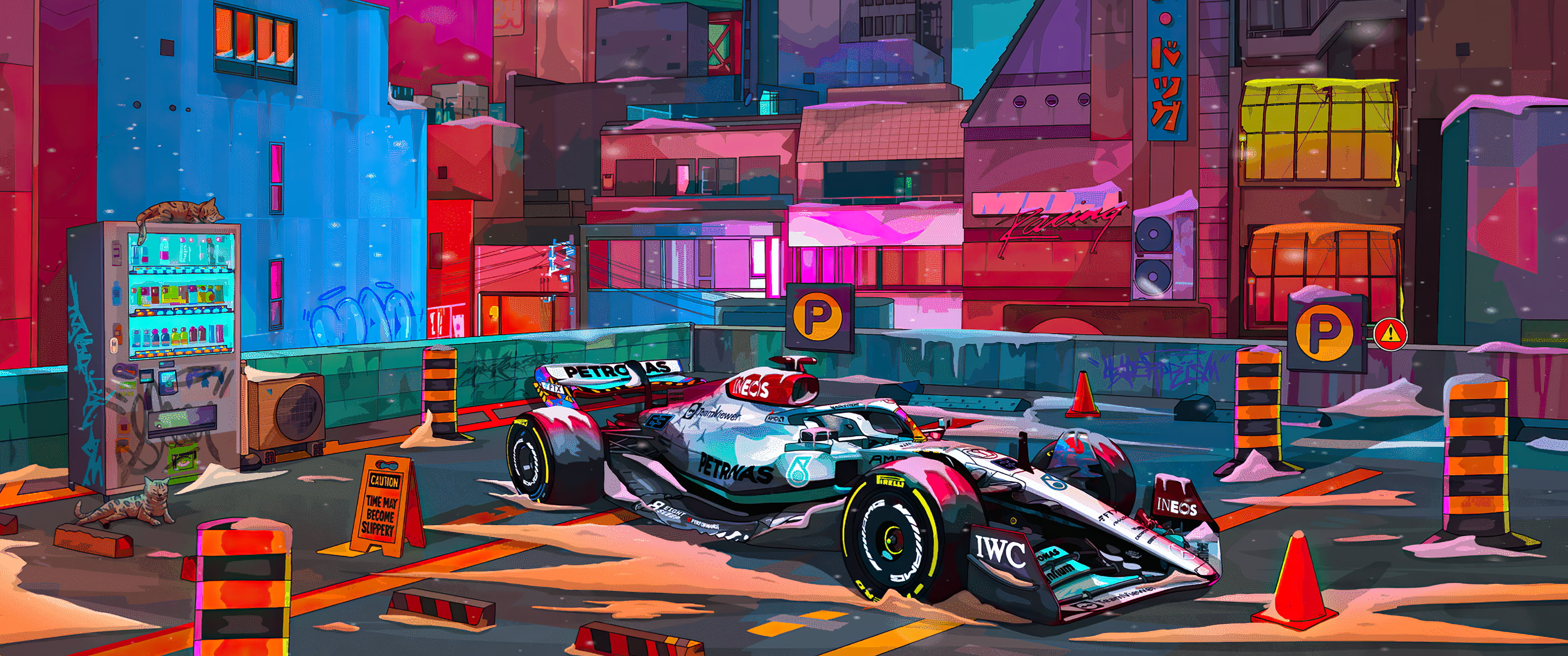 digital art, Sci-fi cyber, Formula 1, formula cars, Mercedes AMG Petronas