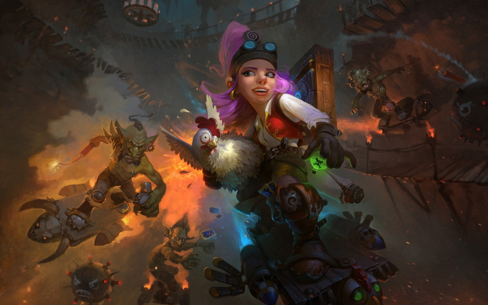 girl and goblin wallpaper, hearthstone, goblins vs gnomes, hearthstone heroes of warcraft