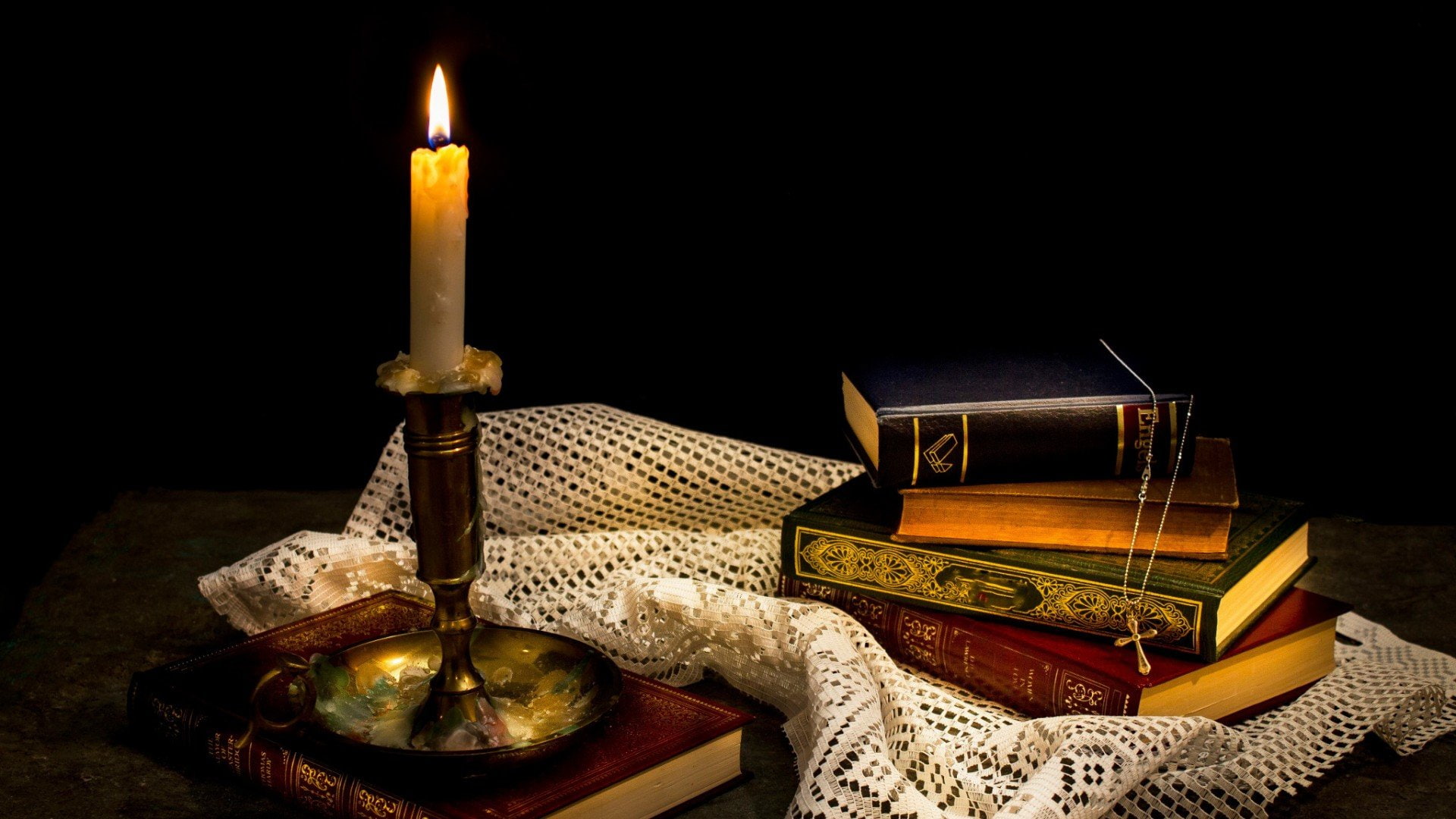books, Candle, Old, burning, table, flame, fire, publication