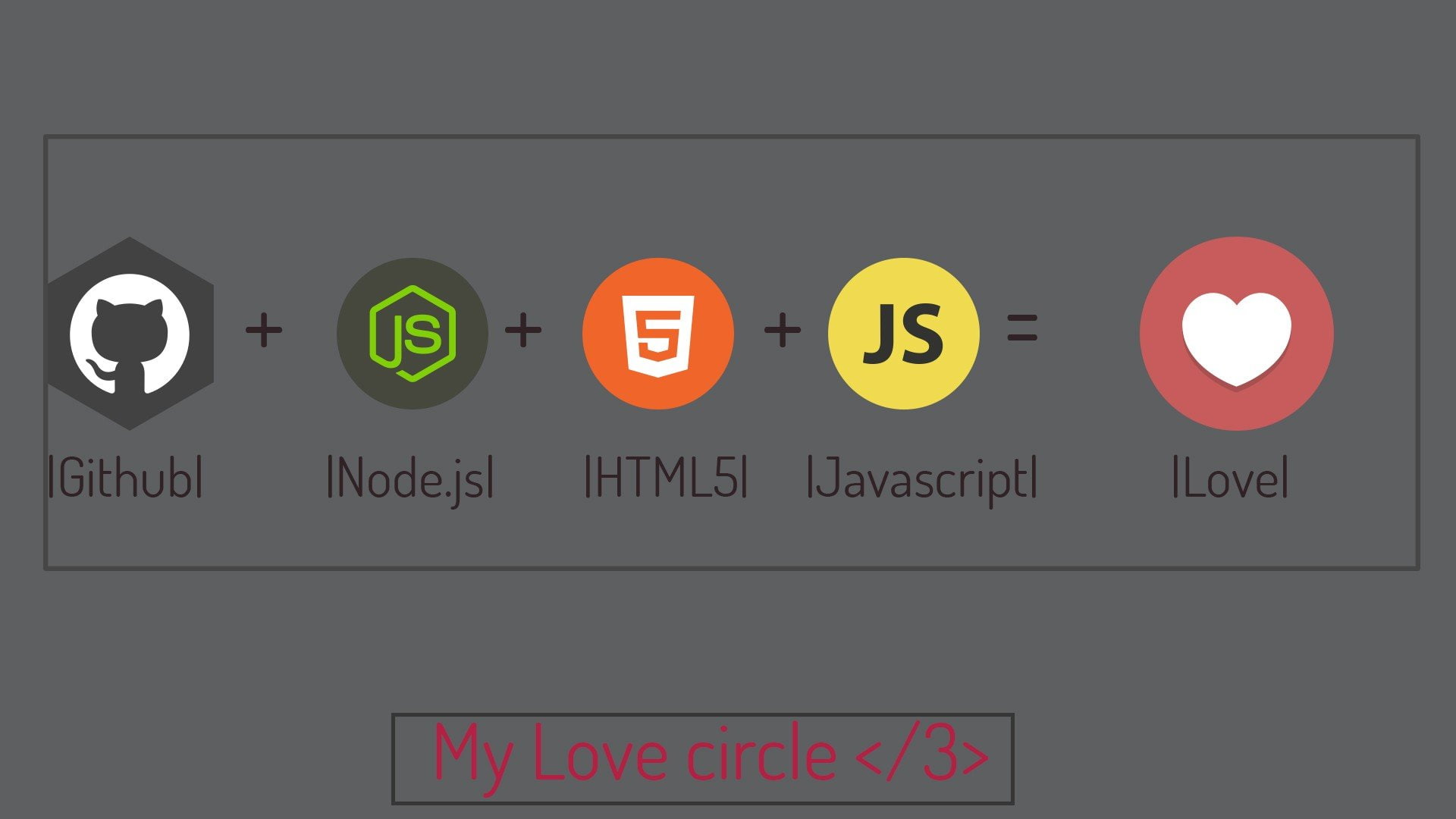 Flatdesign, Github, HTML, JavaScript, love, Node.js, Web Design
