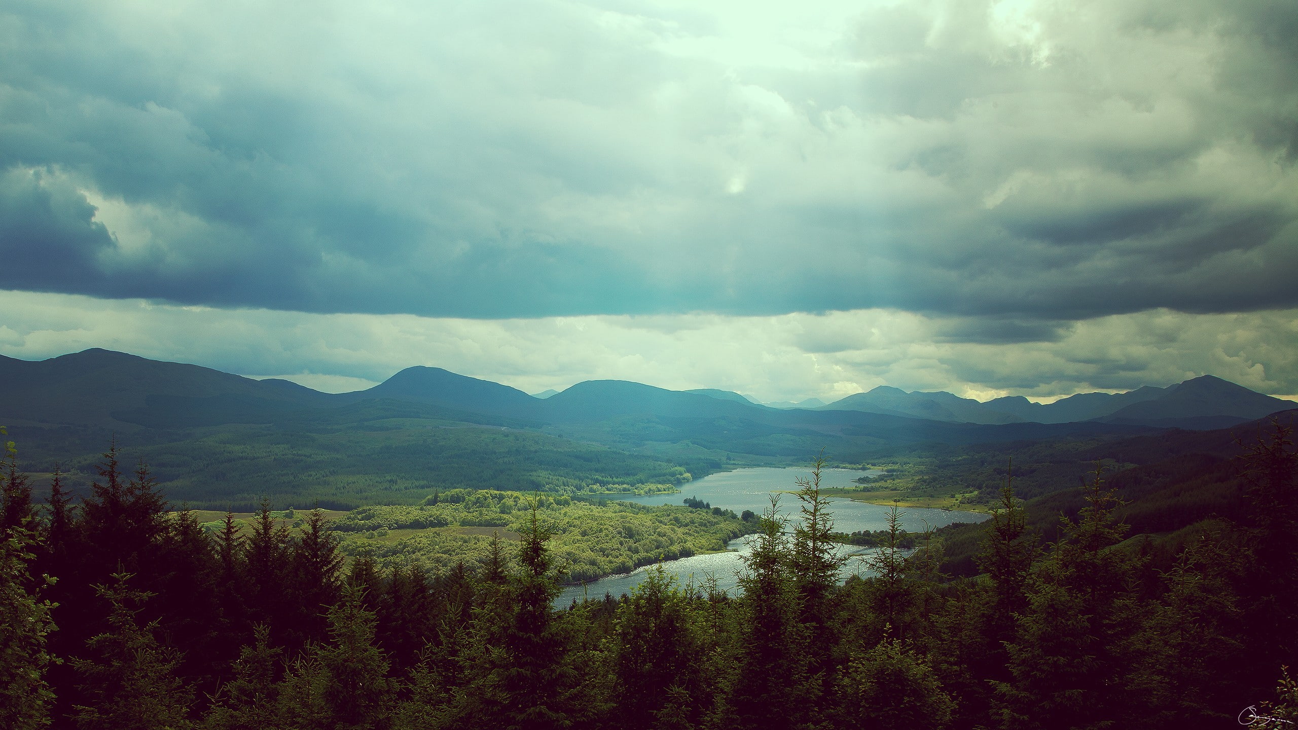 nature, sky, landscape, forest, mountains, Scottish Highlands