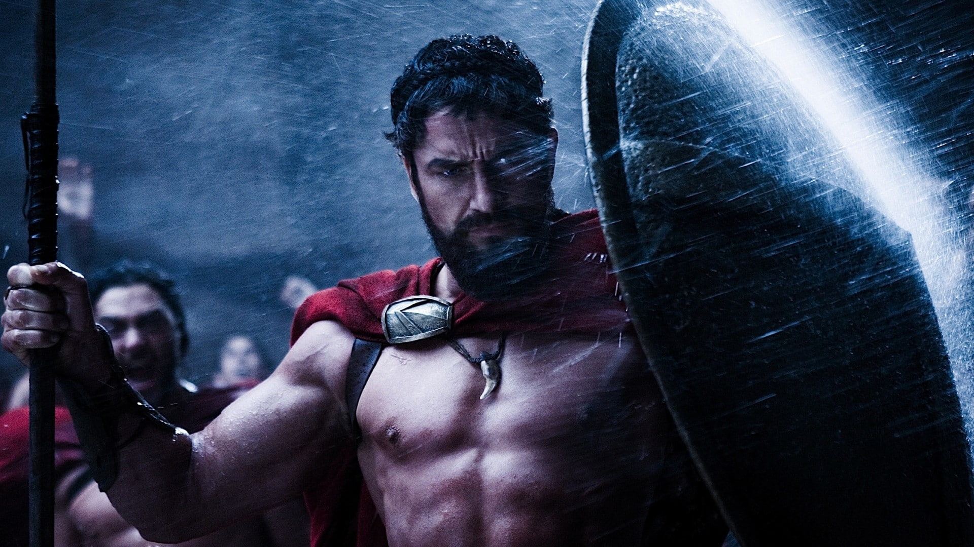 300 Spartan Warrior Gerard Butler Shield Rain Beard HD, movies