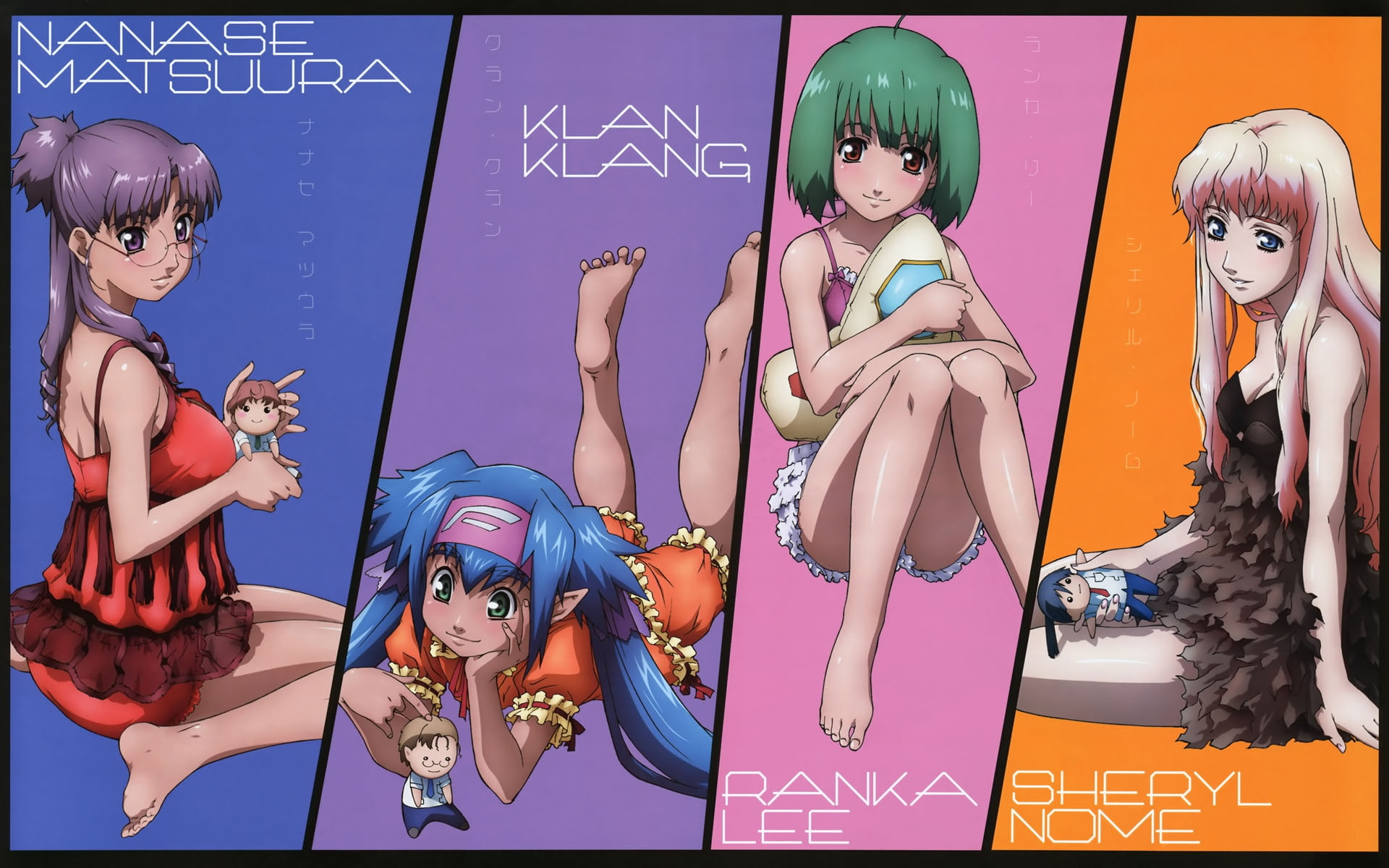 macross macross frontier anime anime girls lee ranka nome sheryl klan klang 1920x1200  Anime Macross HD Art