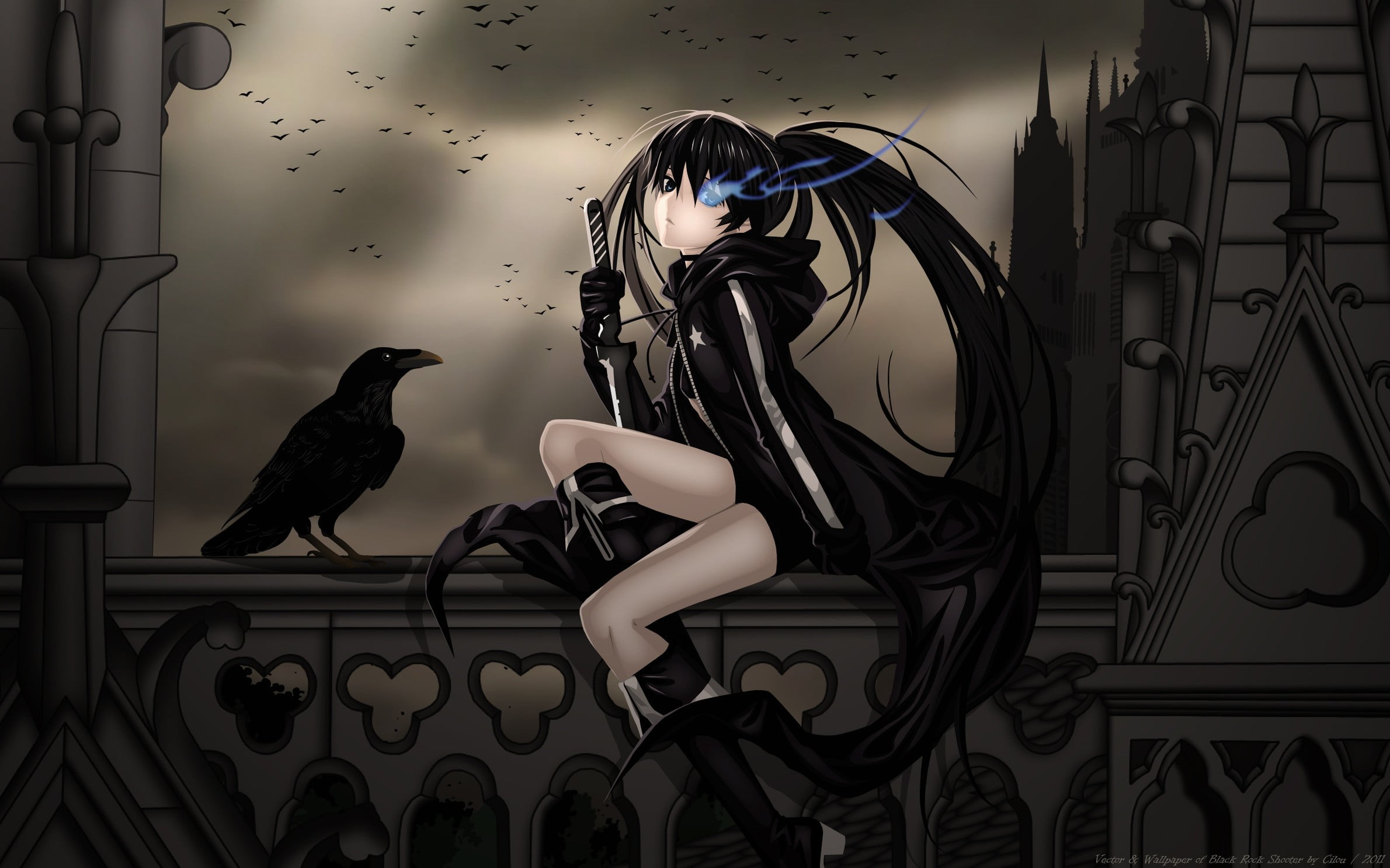 Black Rock Shooter, indoors, one person, young women, representation