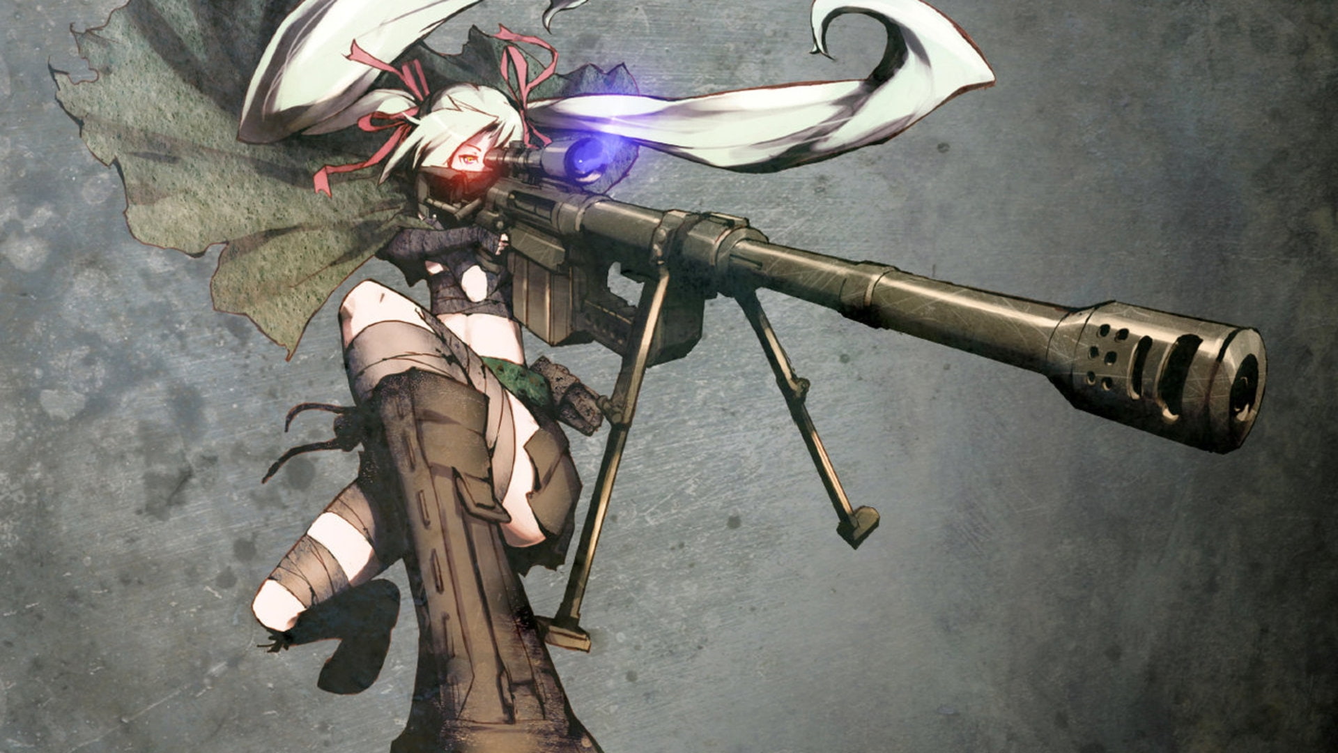 guns sniper weapons sniper rifle red eyes rifles twintails white hair anime girls 1920x1080 wallp People Eyes HD Art