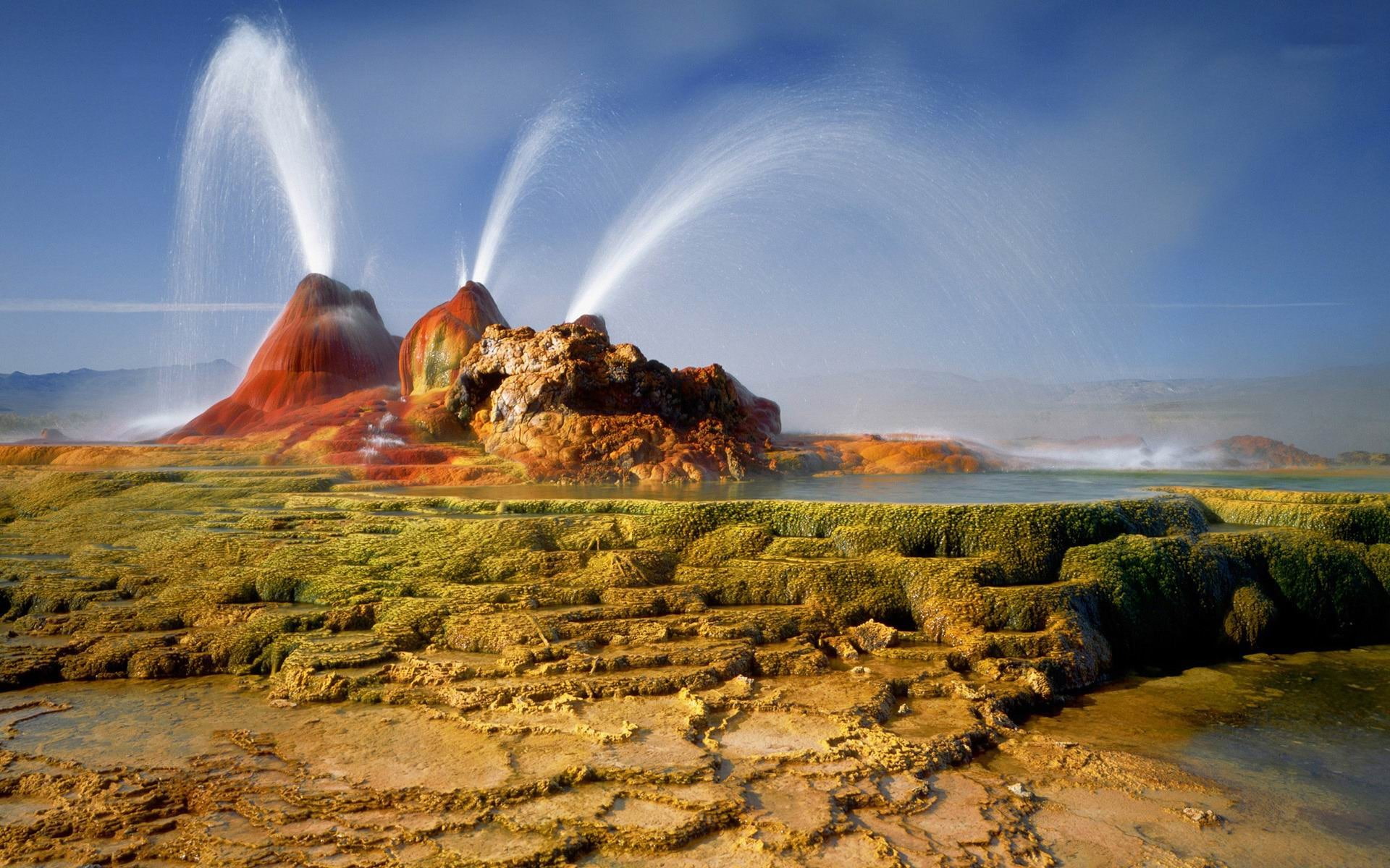 fly geyser-landscape HD Widescreen Wallpaper, landscape mountain painting