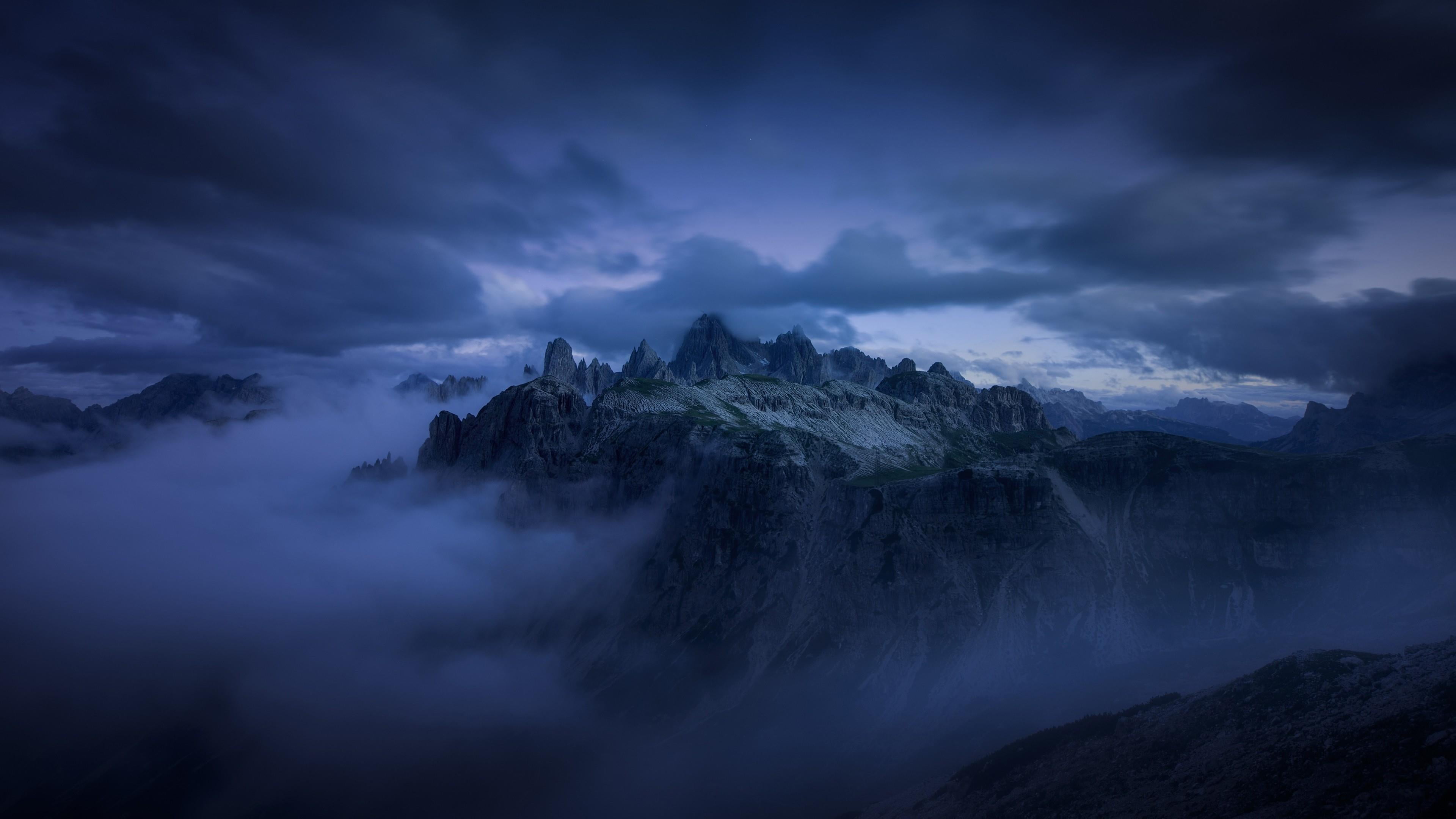 mountain, evening, twilight, cloudy, sky, peaks, scenics - nature