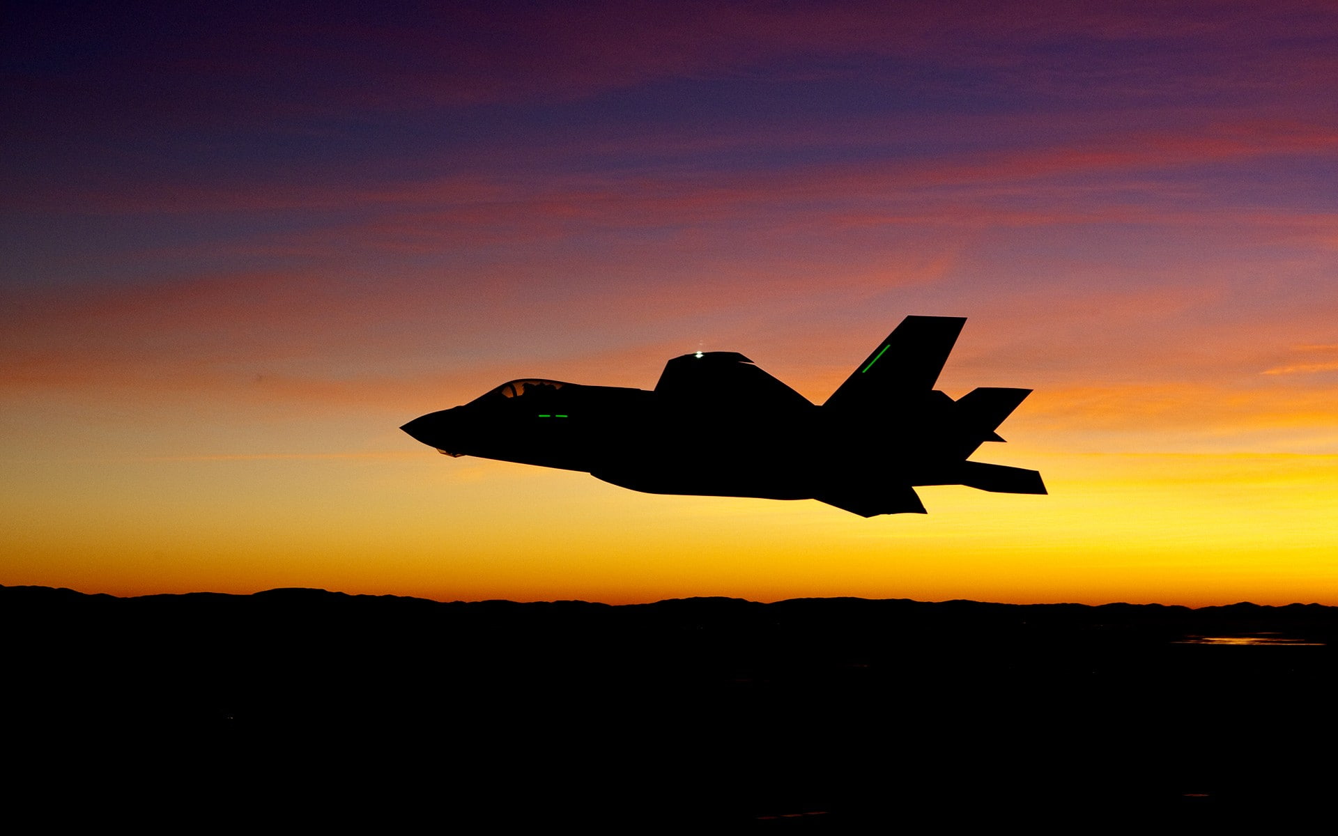Lockheed Martin F-35 Lightning II, military aircraft, sunset