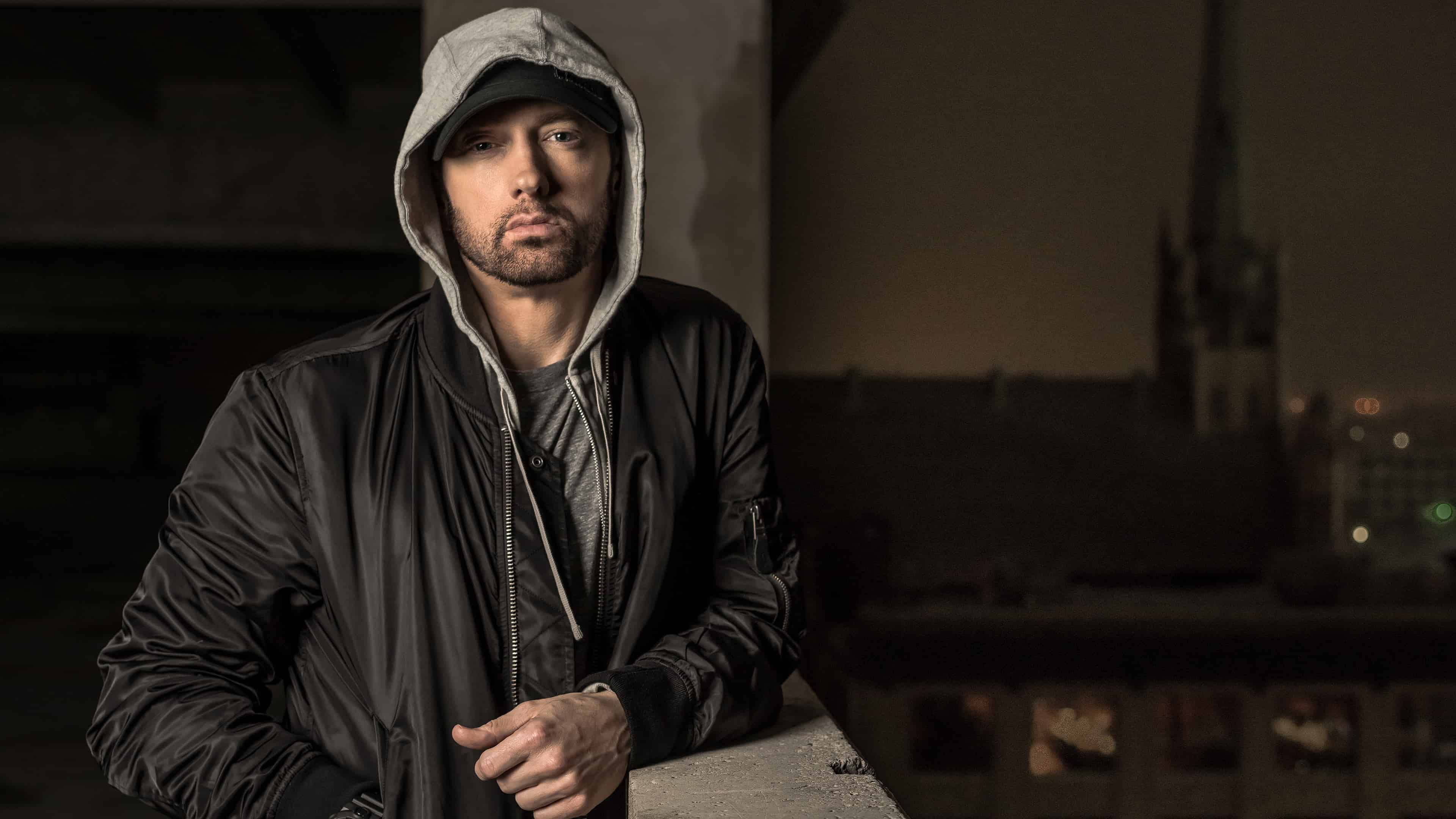 Eminem 4K, one person, beard, looking at camera, portrait, facial hair