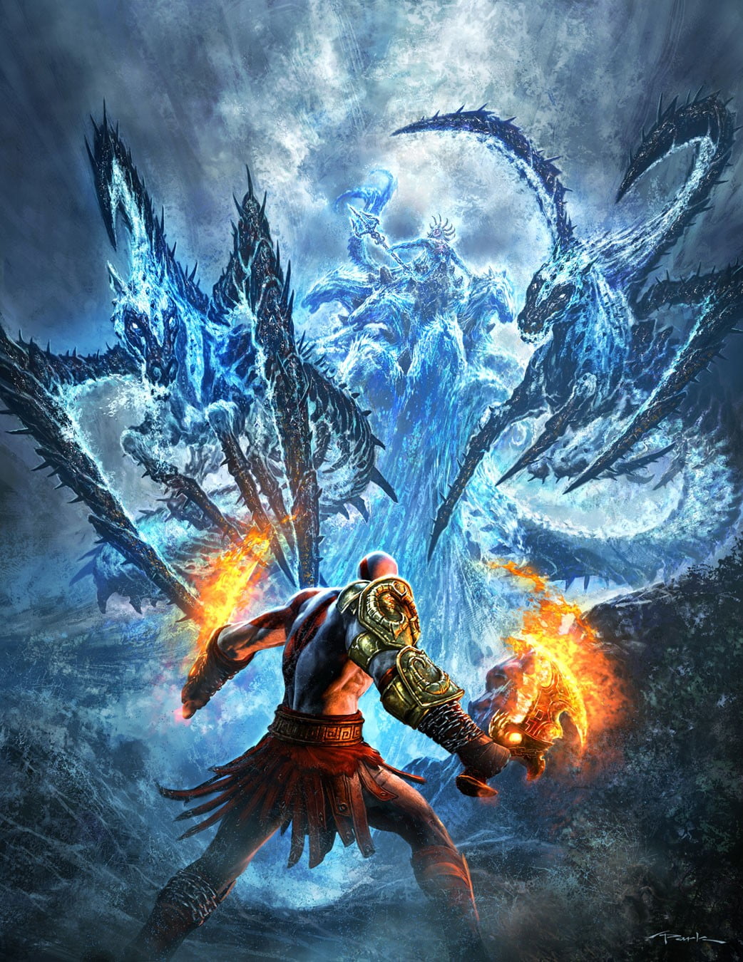 God of War Kratos, video games, artwork, God of War III, flame