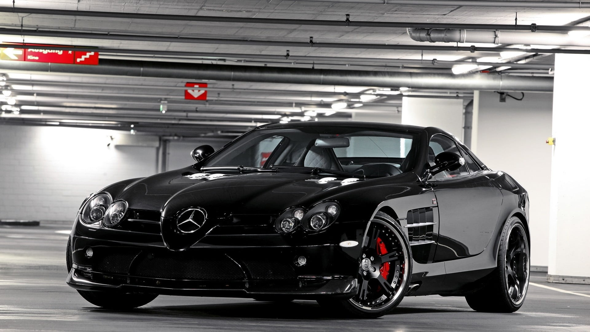 black Mercedes-Benz coupe, black cars, Mercedes-Benz Mclaren