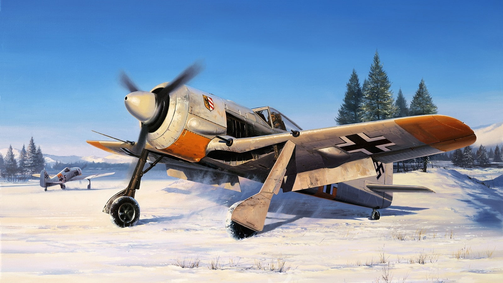 focke wulf fw190 air force fighter Focke FW190 German Germany Luftwaffe sky snow war Wulf WW2 HD, white and orange plate illustration