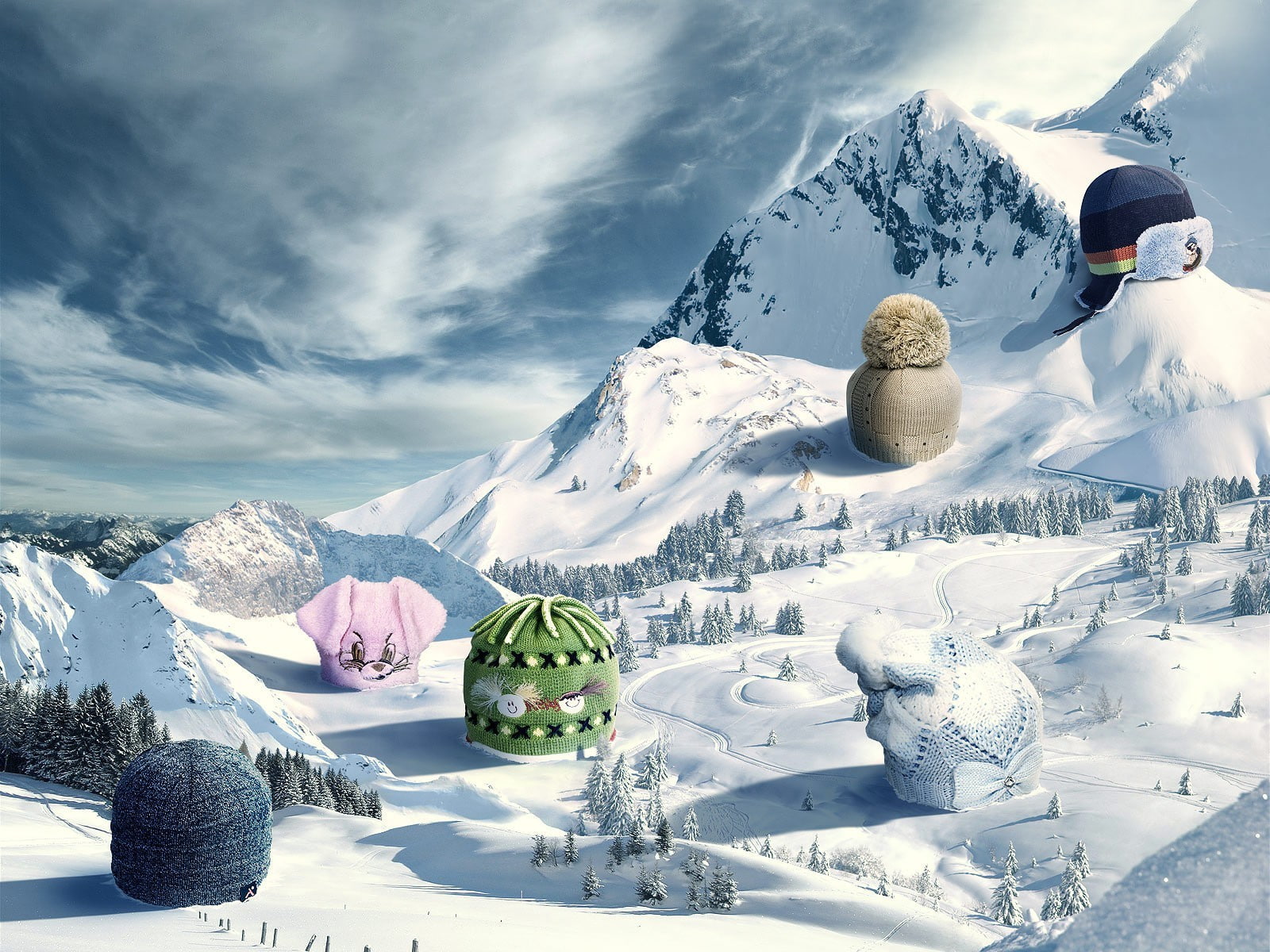 clouds, snow, Mountains, caps