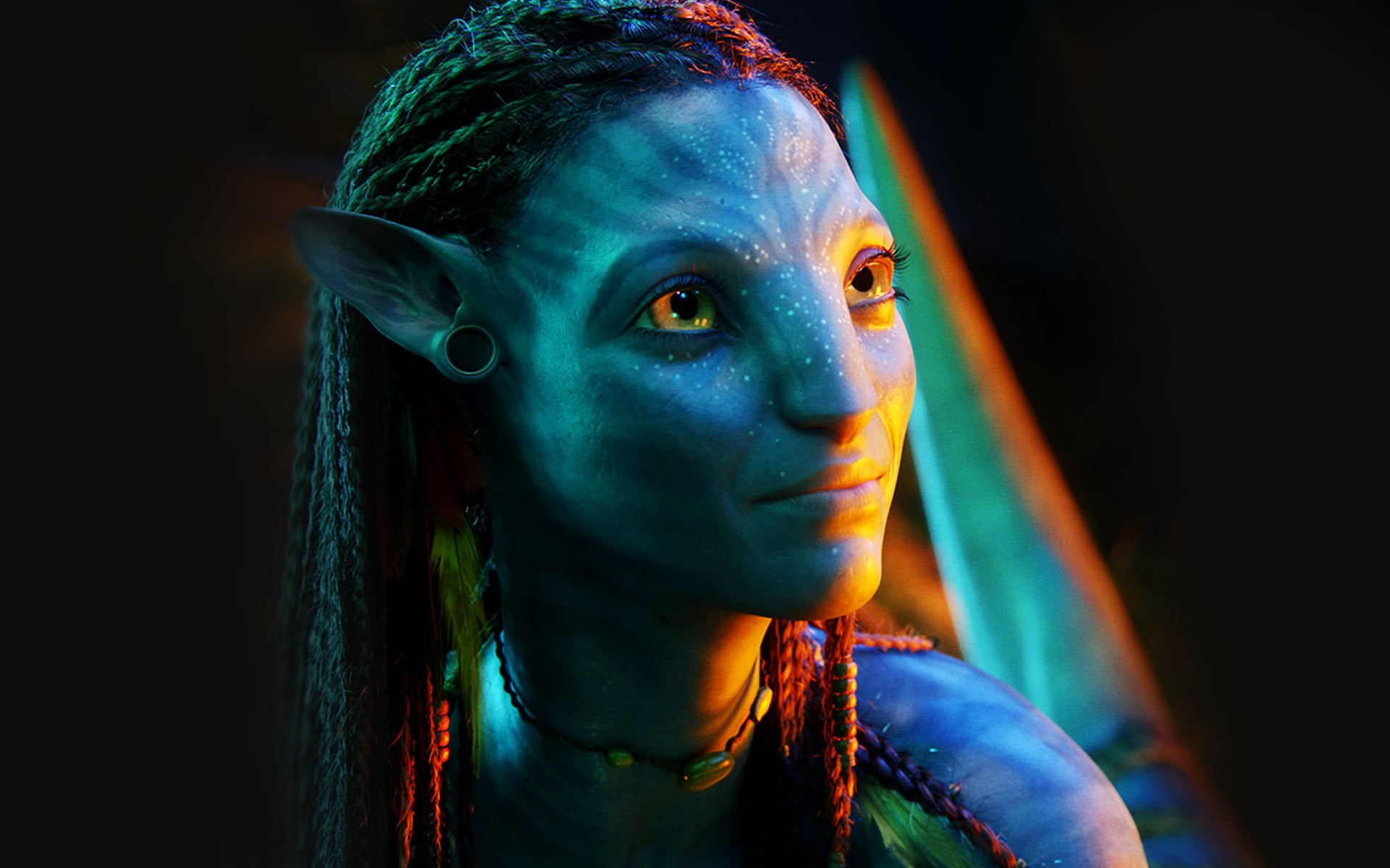 Neytiri from Avatar Movie, face, aliens, blue skin, headshot