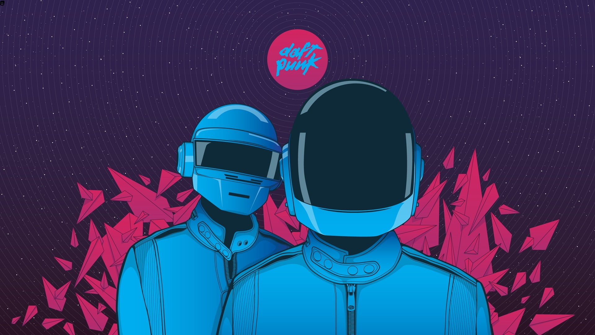 Daft Punk wallpaper, purple, vector, cartoon, DJ, music, one person