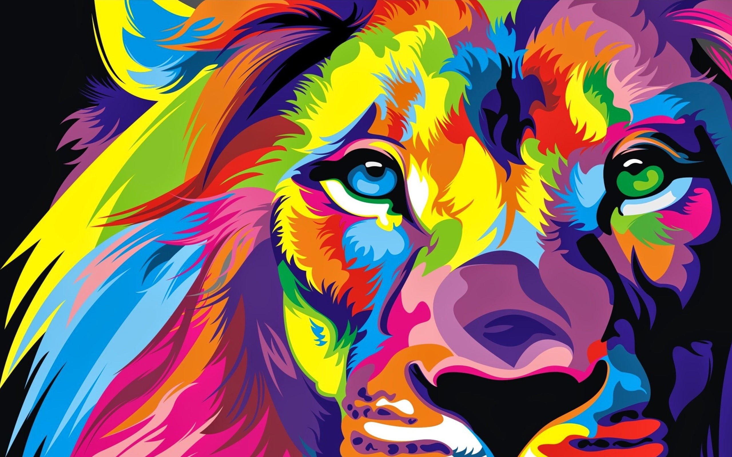 Colourful lion artwork-2017 High Quality Wallpaper, multi colored