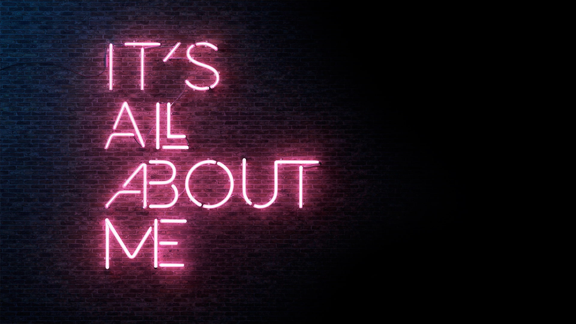 Its All About ME, text, illuminated, neon, communication, western script