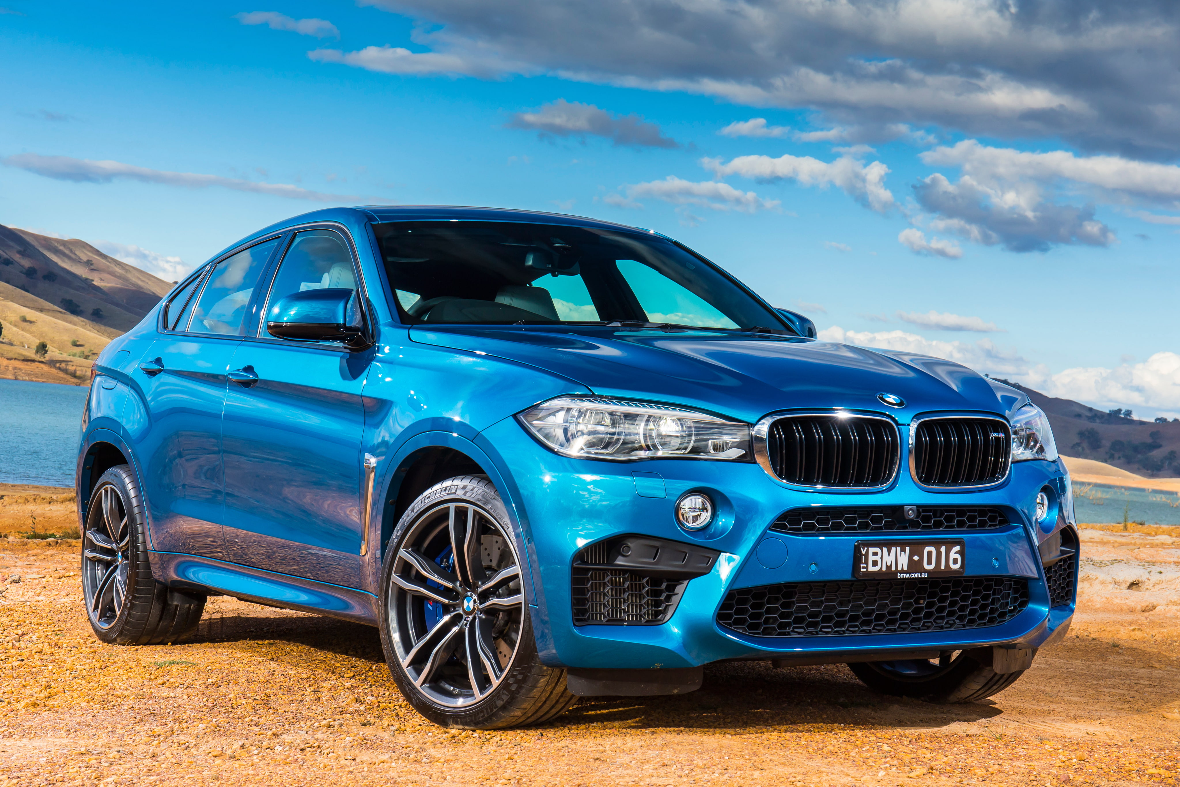 blue car, BMW, F16, AU-spec, 2015, X6 M, land Vehicle, transportation