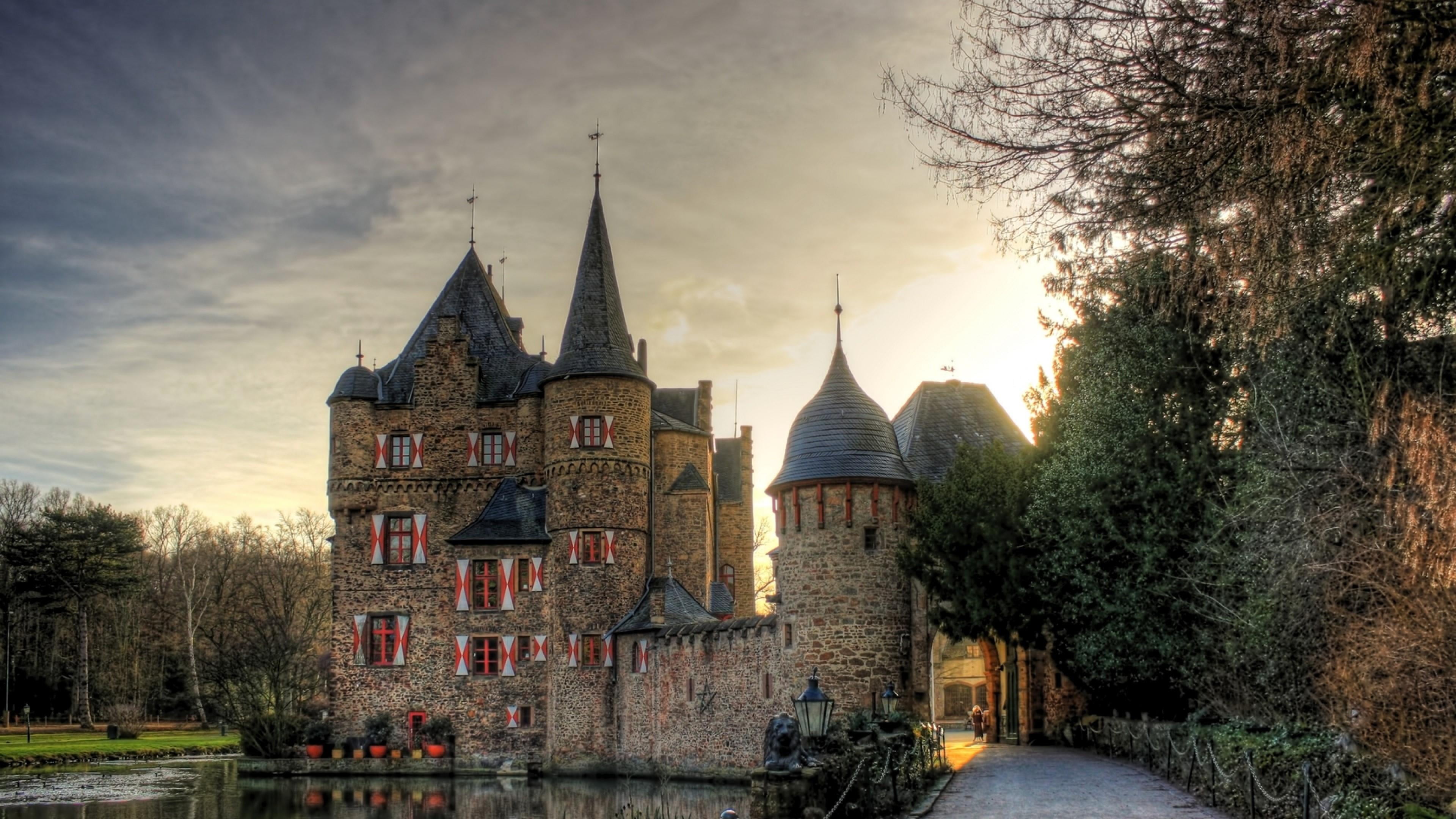 europe, moat, gothic castle, water castle, tourist attraction