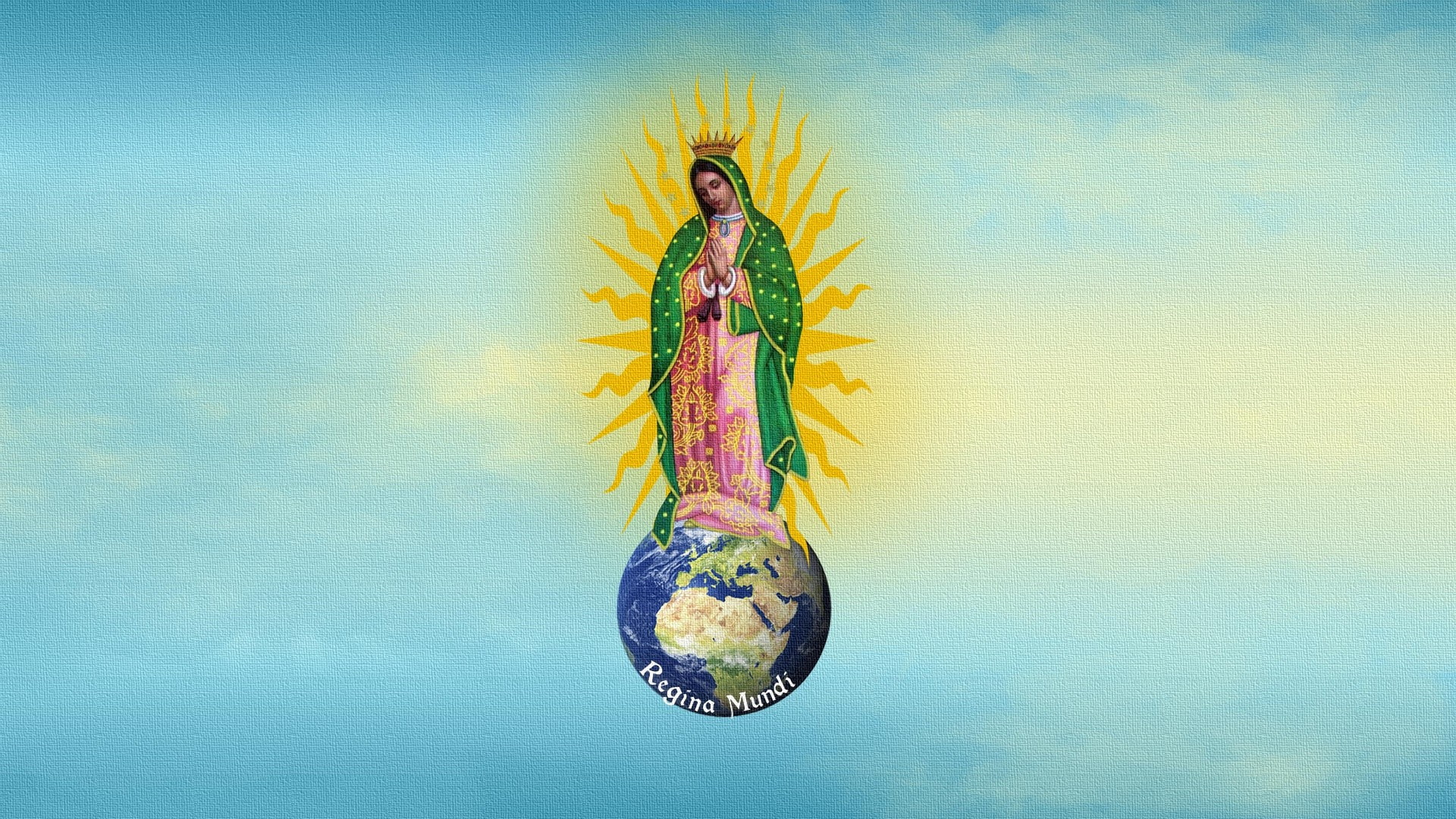 Christianity, clouds, Earth, painting, Virgin Mary