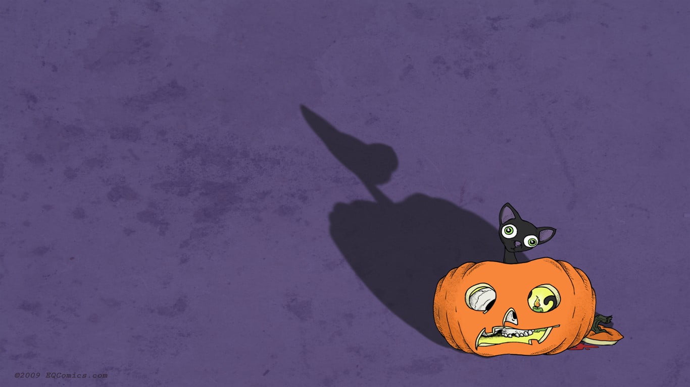 orange pumpkin with cat clip-art, Halloween, artwork, animal representation