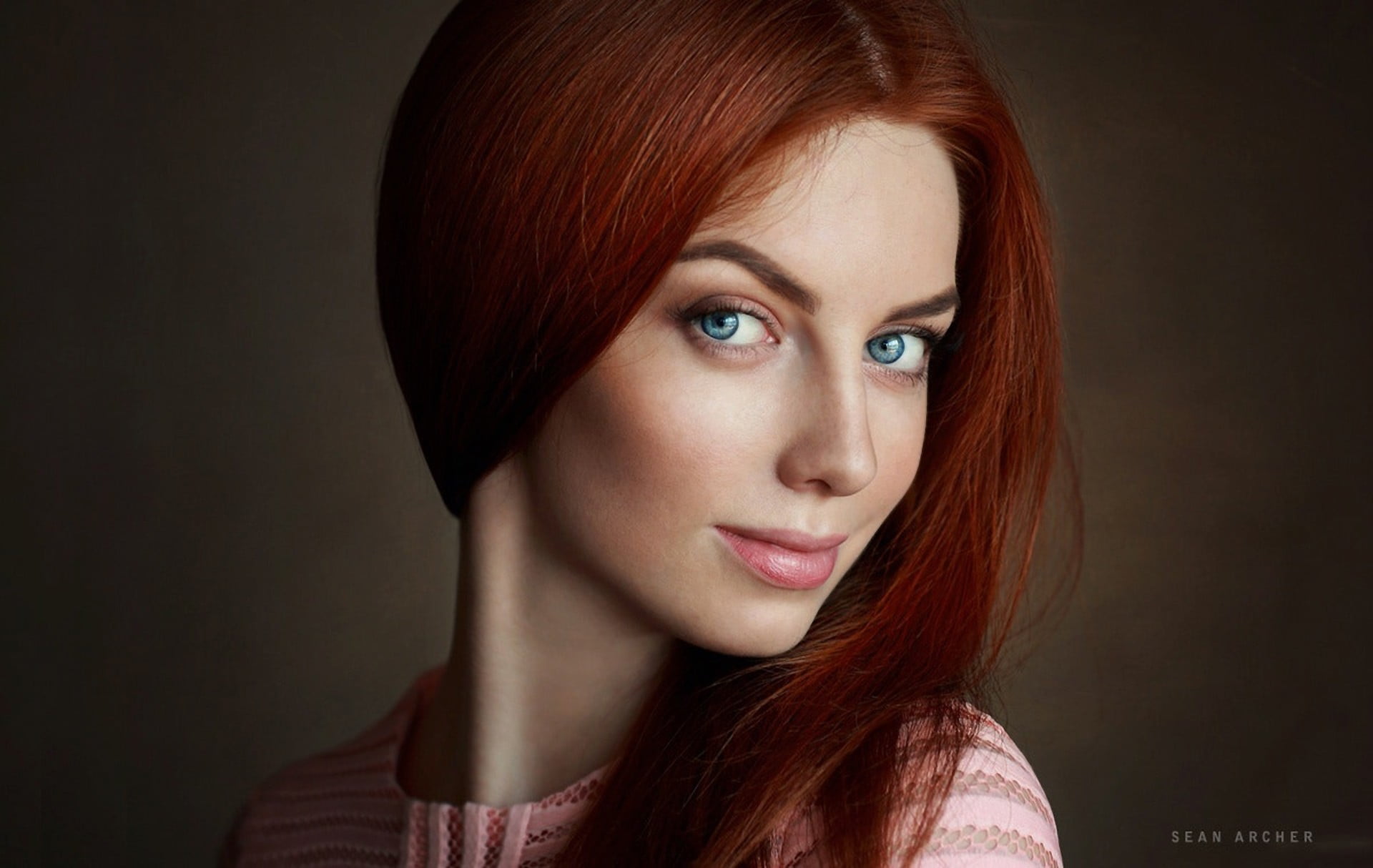 Free download | HD wallpaper: women, redhead, face, portrait, blue eyes ...