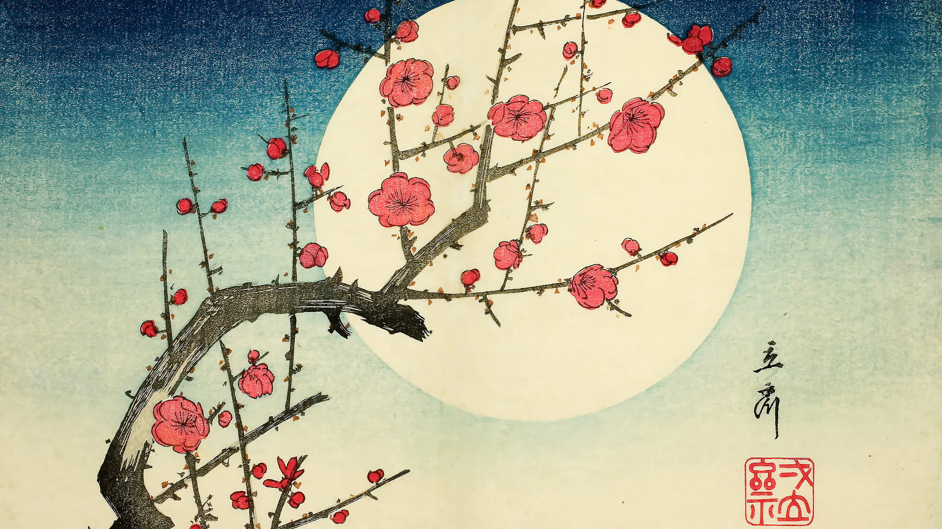 Utagawa Hiroshige, flowers, traditional art, Japanese Art, woodblock print