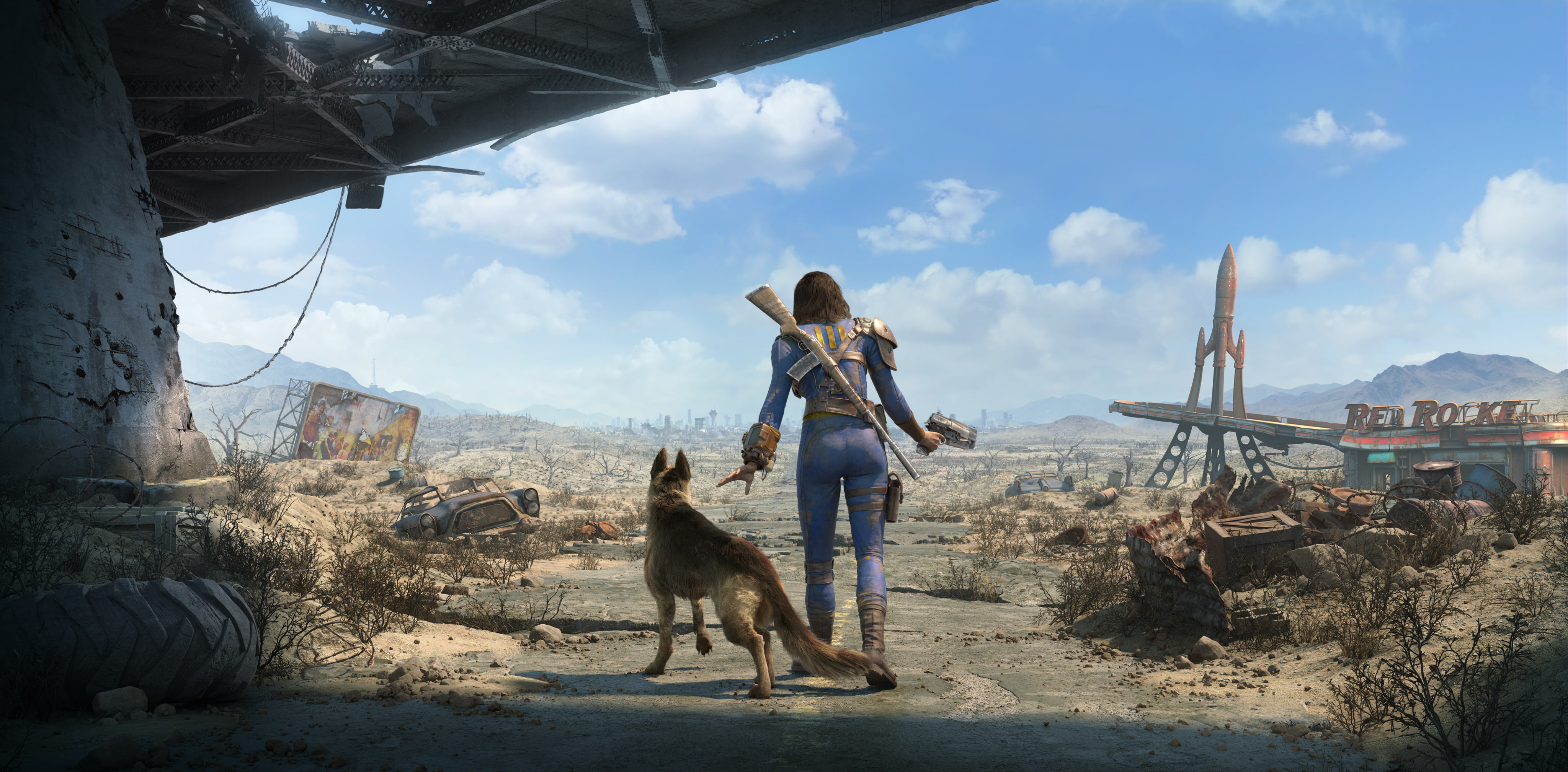 Dog, Fallout 4, Sole Survivor, Female, mammal, one animal, sky