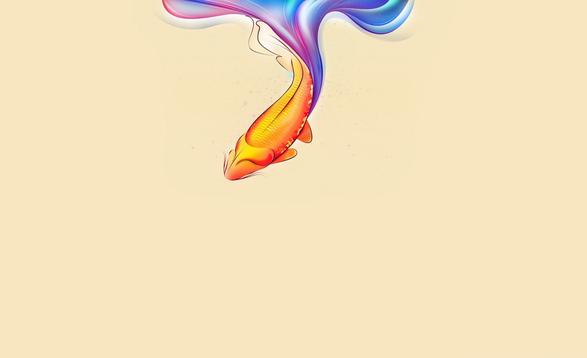 Goldfish, orange and purple fish illustratin, Aero, Vector Art