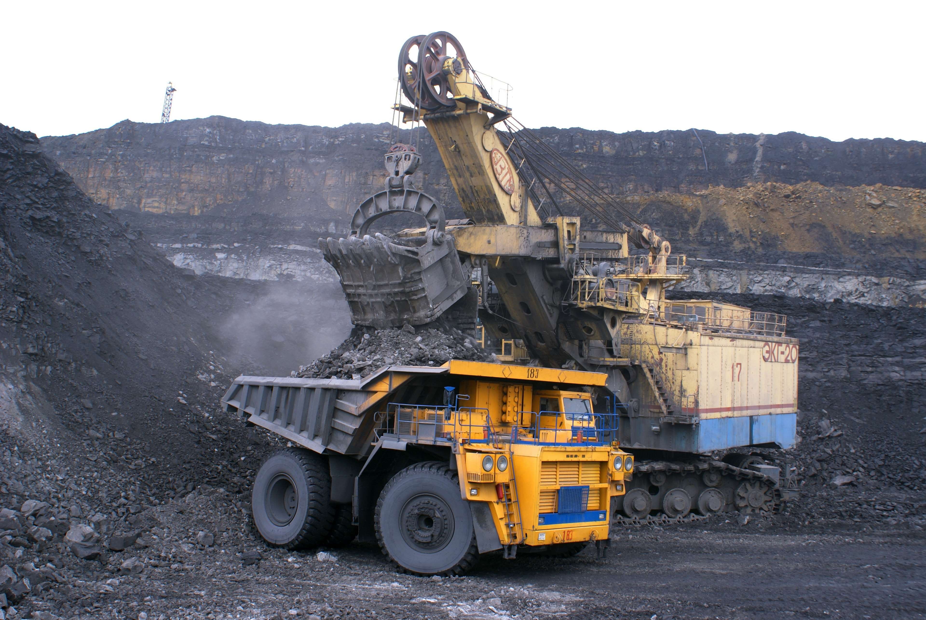 belaz, car, coal, coal mining, coal mountain, dumper, excavator