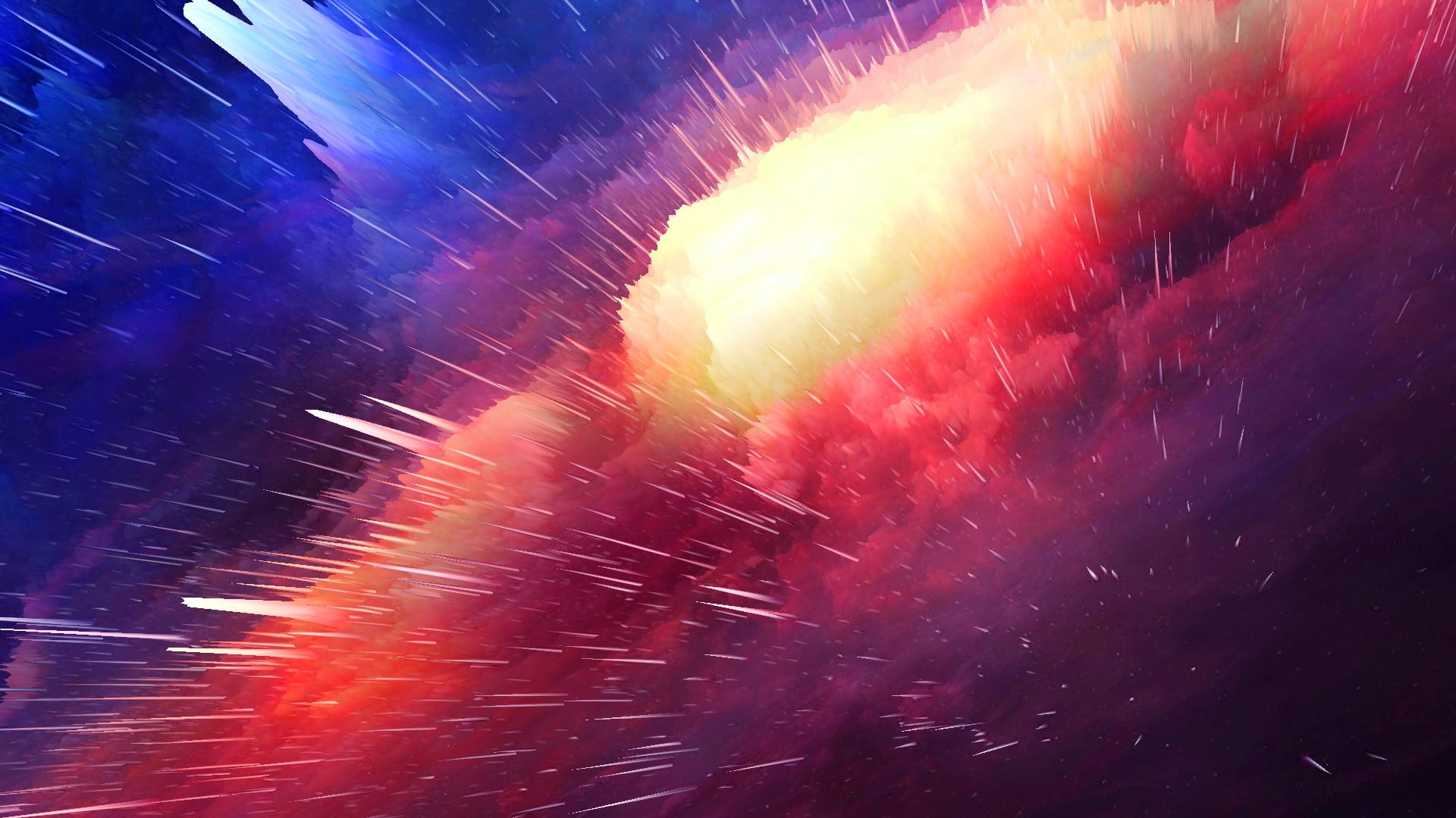 multicolored meteorite, galaxy, explosion, colorful, motion, no people